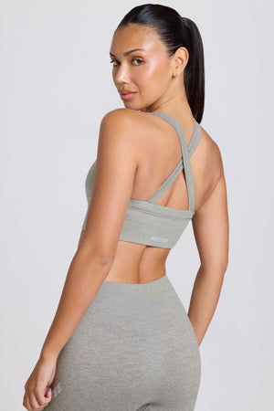 Super Sculpt Seamless Crossback Sports Bra in Grey Marl