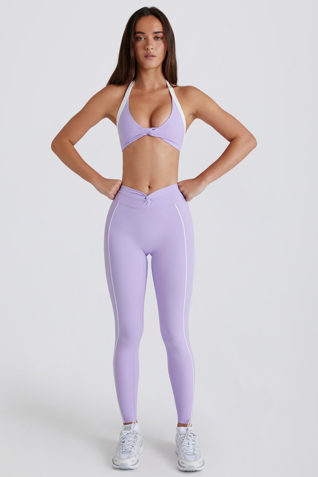 Soft Active Twist-Front Leggings in Lavender - 1