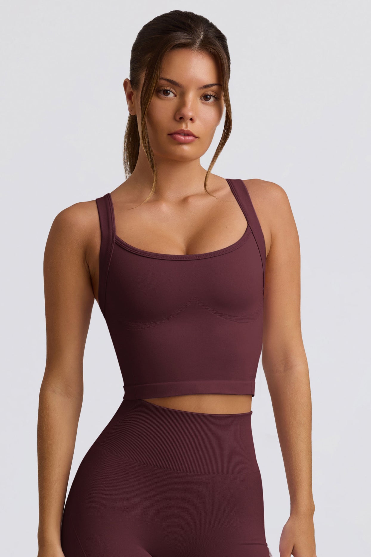 Super Sculpt Seamless Longline Camisole Top in Burgundy - 1