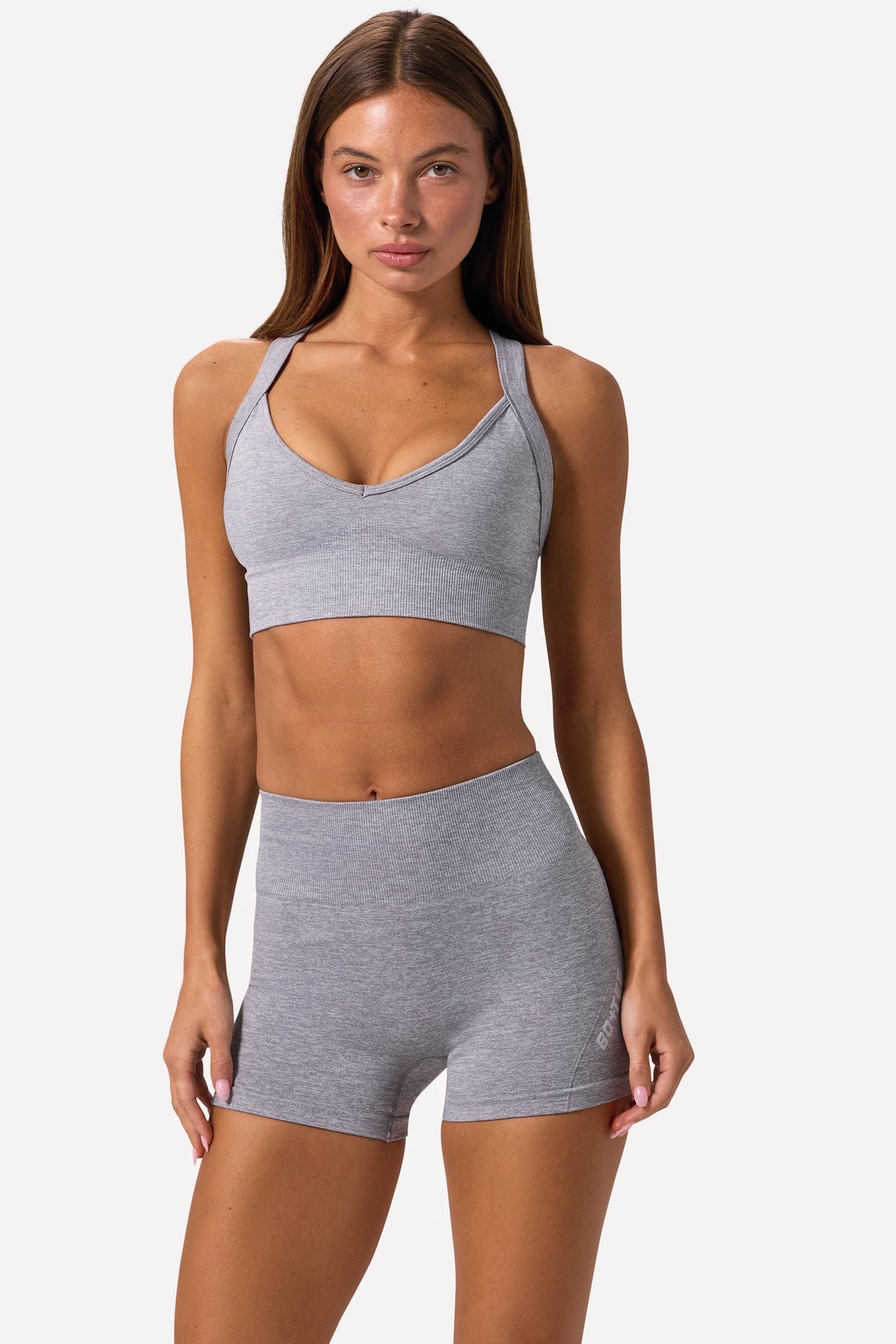 Super Sculpt Seamless Backless Sports Bra in Grey Marl - 1