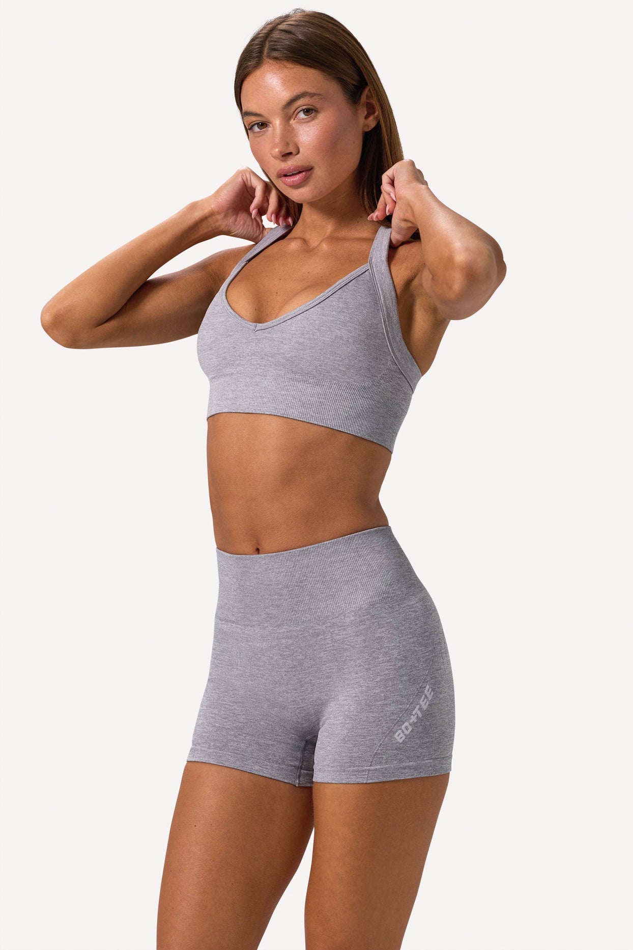 Super Sculpt Seamless Backless Sports Bra in Grey Marl - 4