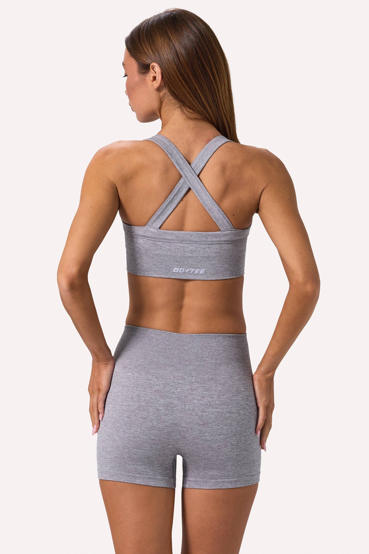 Super Sculpt Seamless Backless Sports Bra in Grey Marl - 2