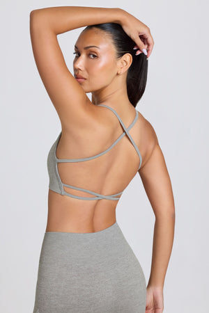 Super Sculpt Seamless Backless Sports Bra in Grey Marl