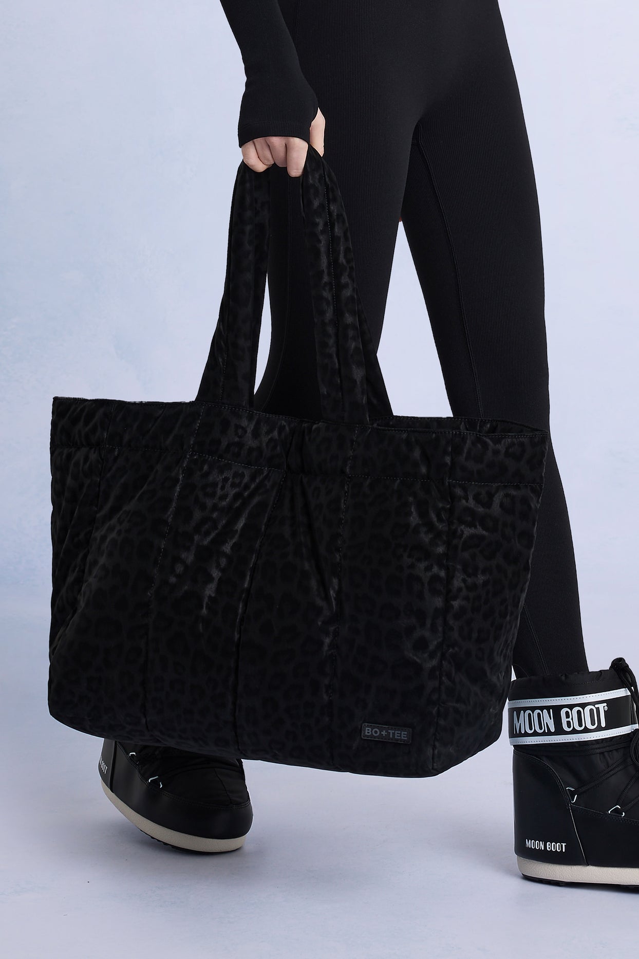 Waterproof Puffer Tote Bag in Black - 2