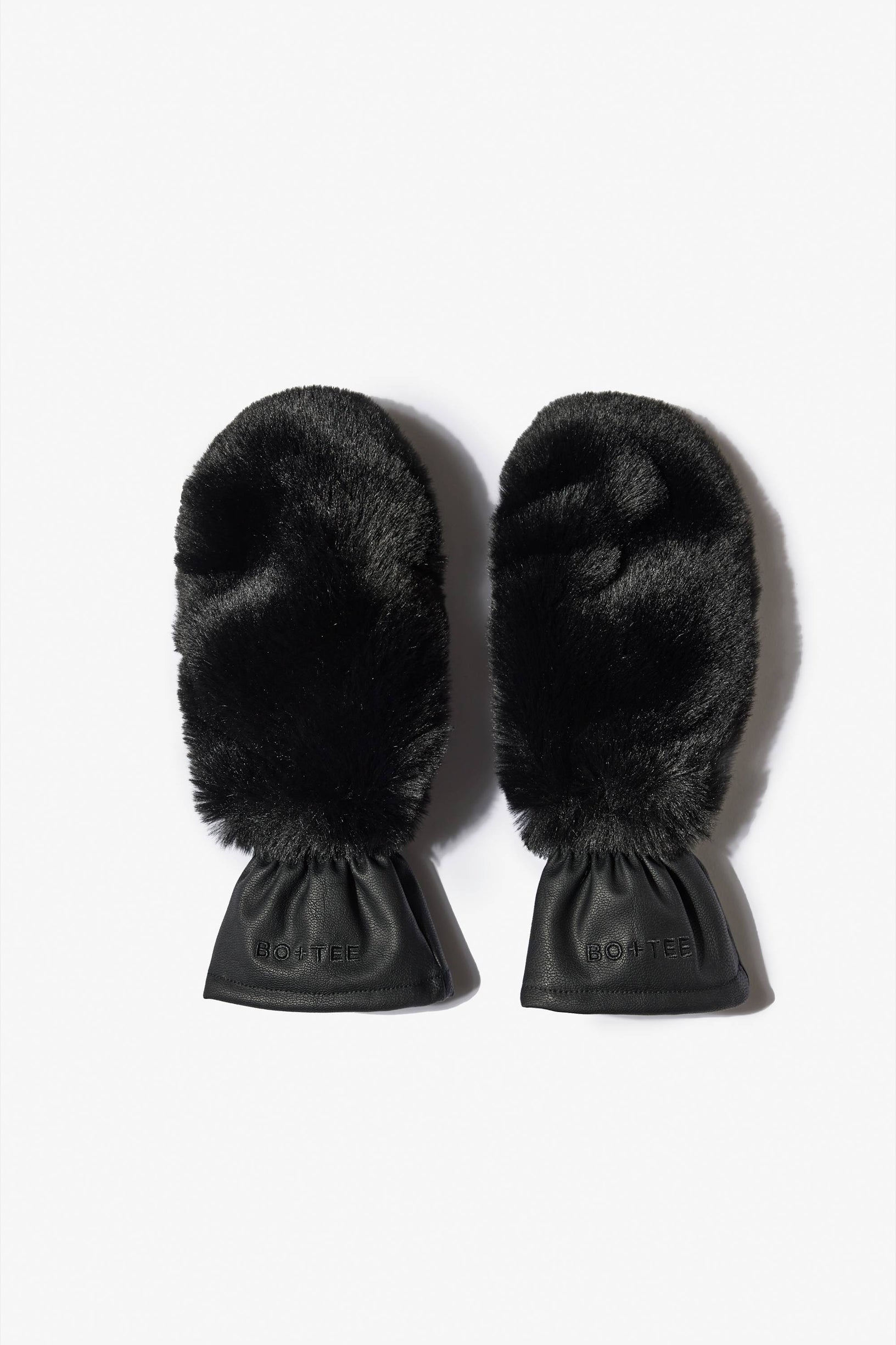 Faux-Fur Gloves in Black - 1