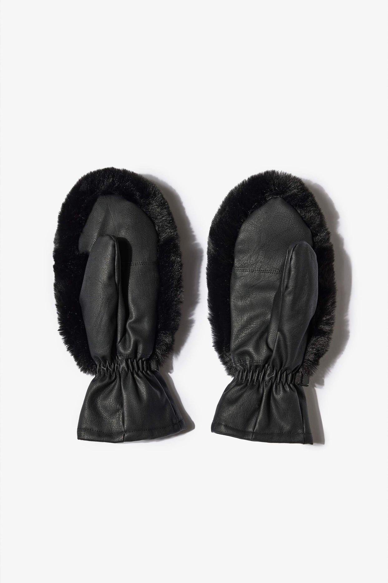 Faux-Fur Gloves in Black - 2