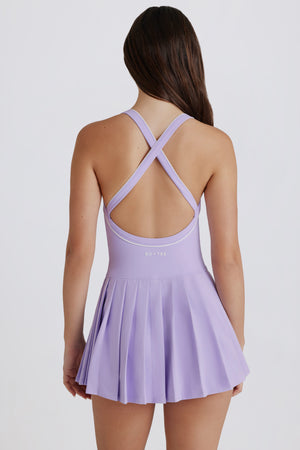 Soft Active Crossback Pleated Tennis Dress in Lilac