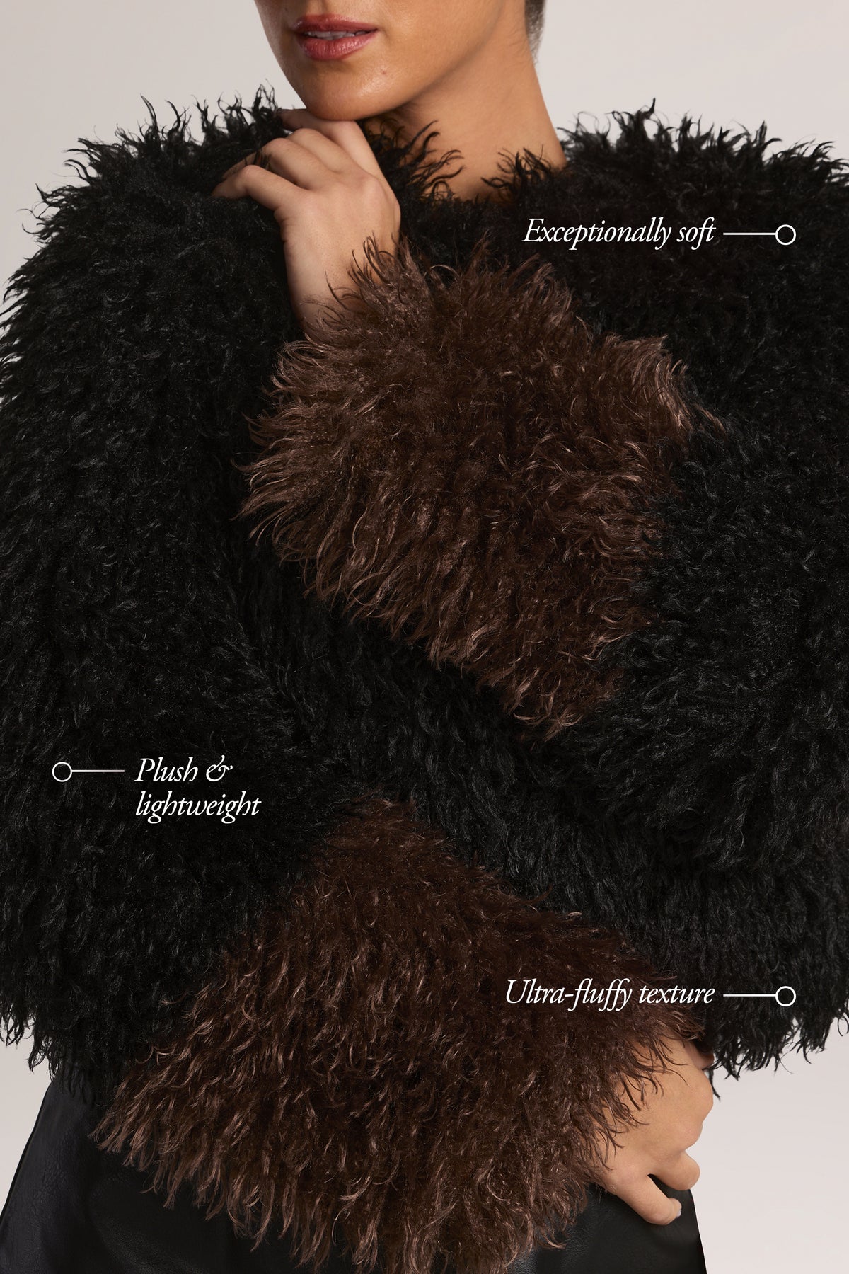 Mongolian Fur Jacket in Black - 1
