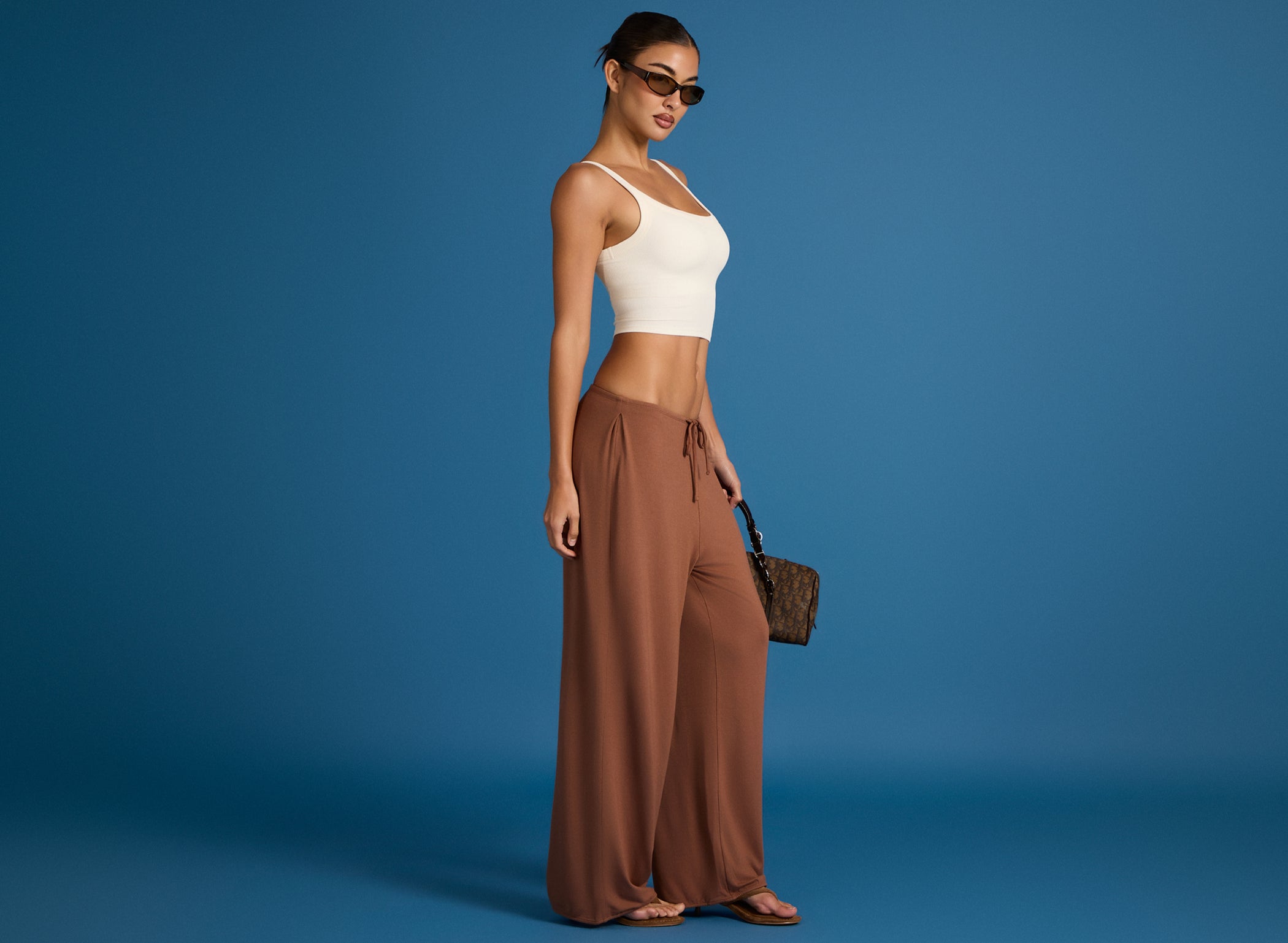 ButterCloud™ Tie-Waist Wide-Leg Trousers in Cocoa - 1