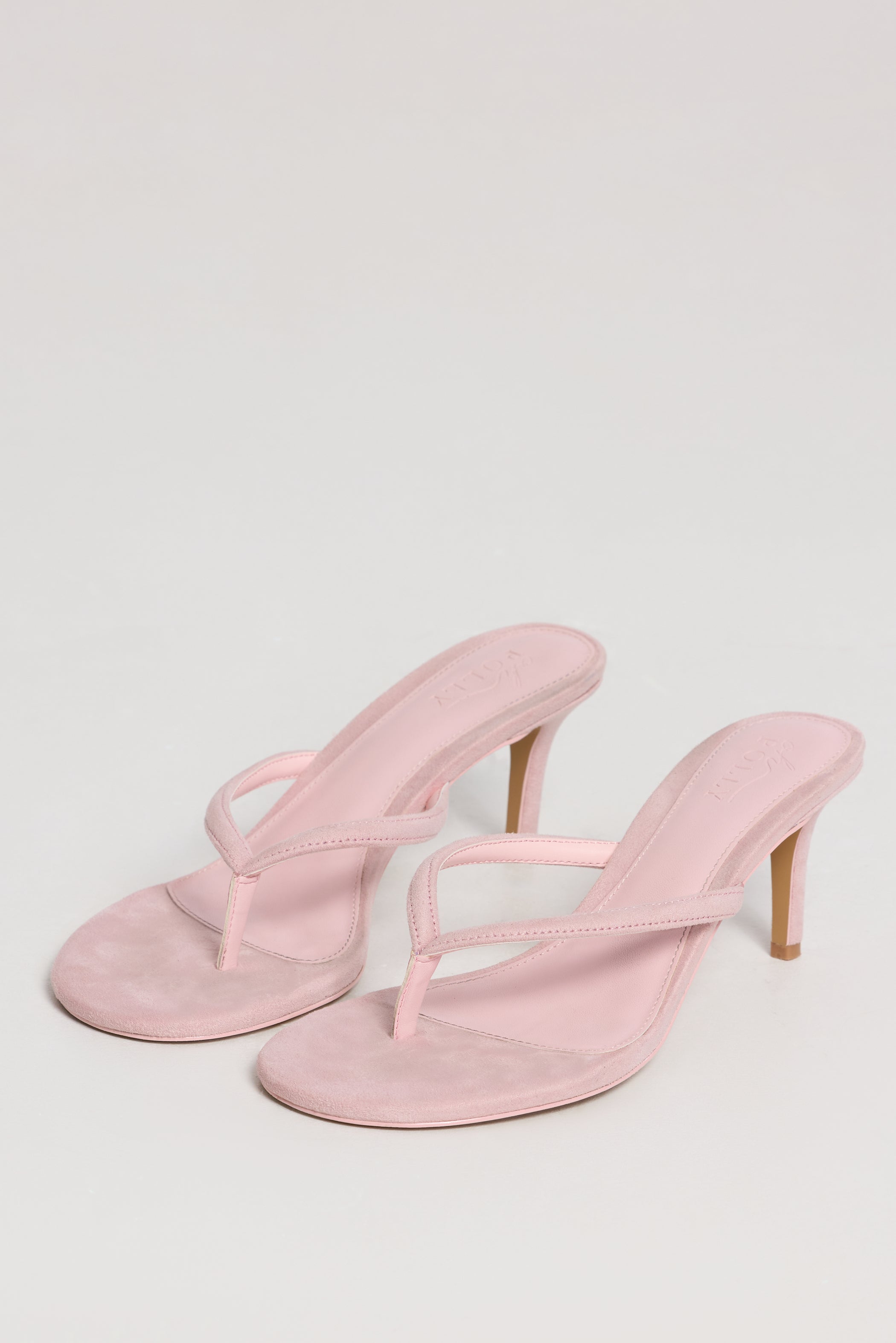 Heeled Thong Sandals in Pink