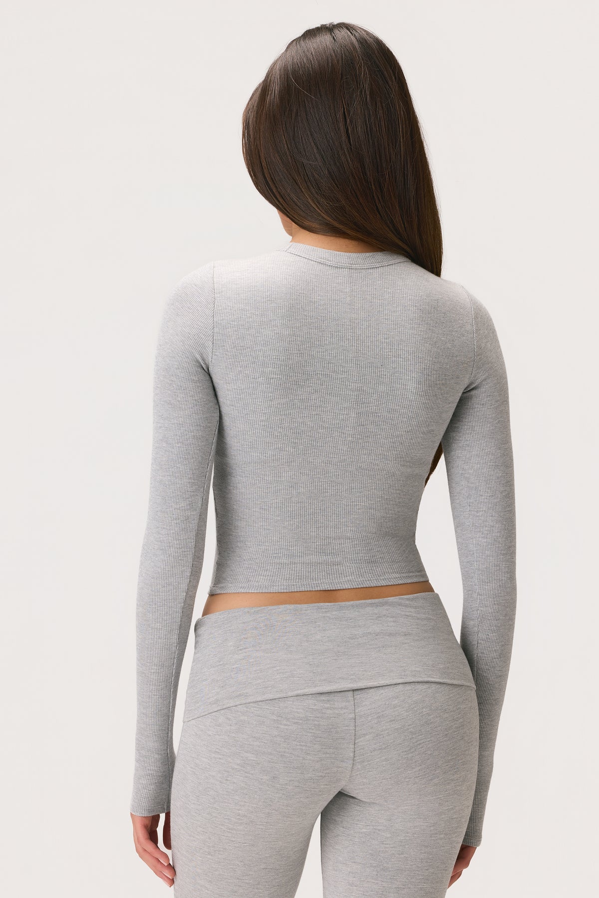 ButterCloud™ Long-Sleeve Crop Top in Grey Marl - 2