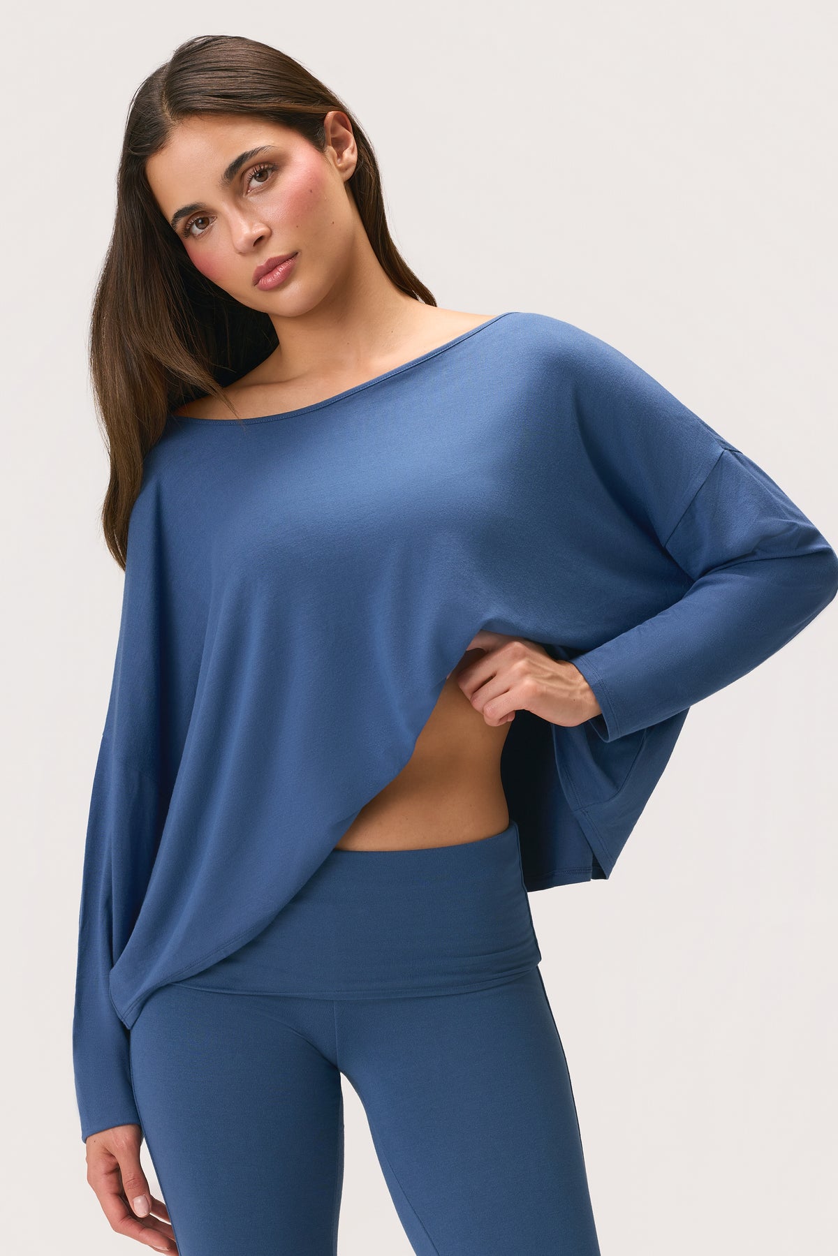 ButterCloud™ Slouchy Off-Shoulder Top in Marine - 1