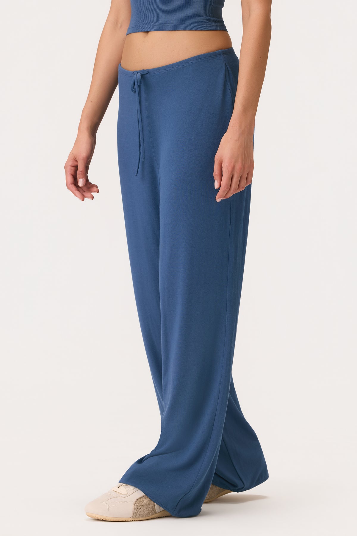 ButterCloud™ Tie-Waist Wide-Leg Trousers in Marine