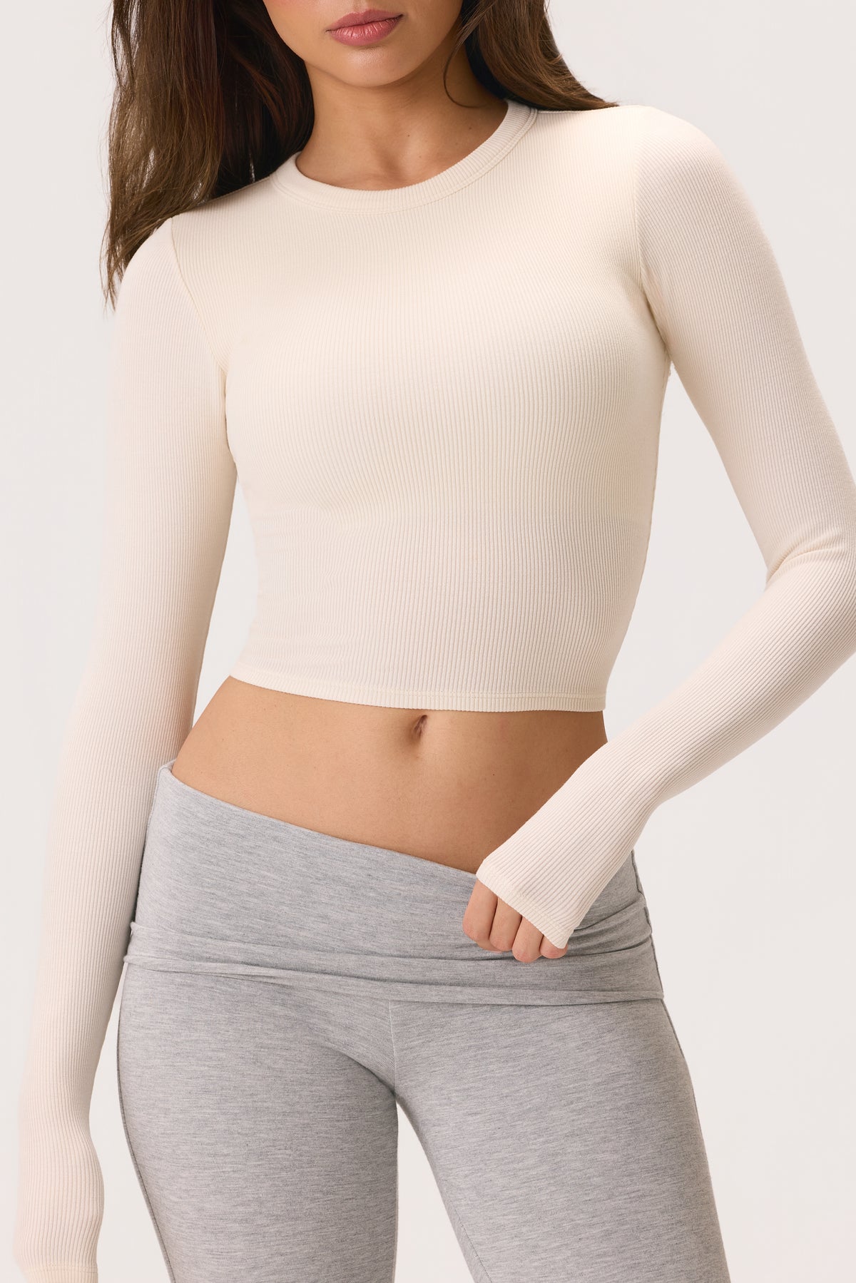 ButterCloud™ Long-Sleeve Crop Top in Coconut