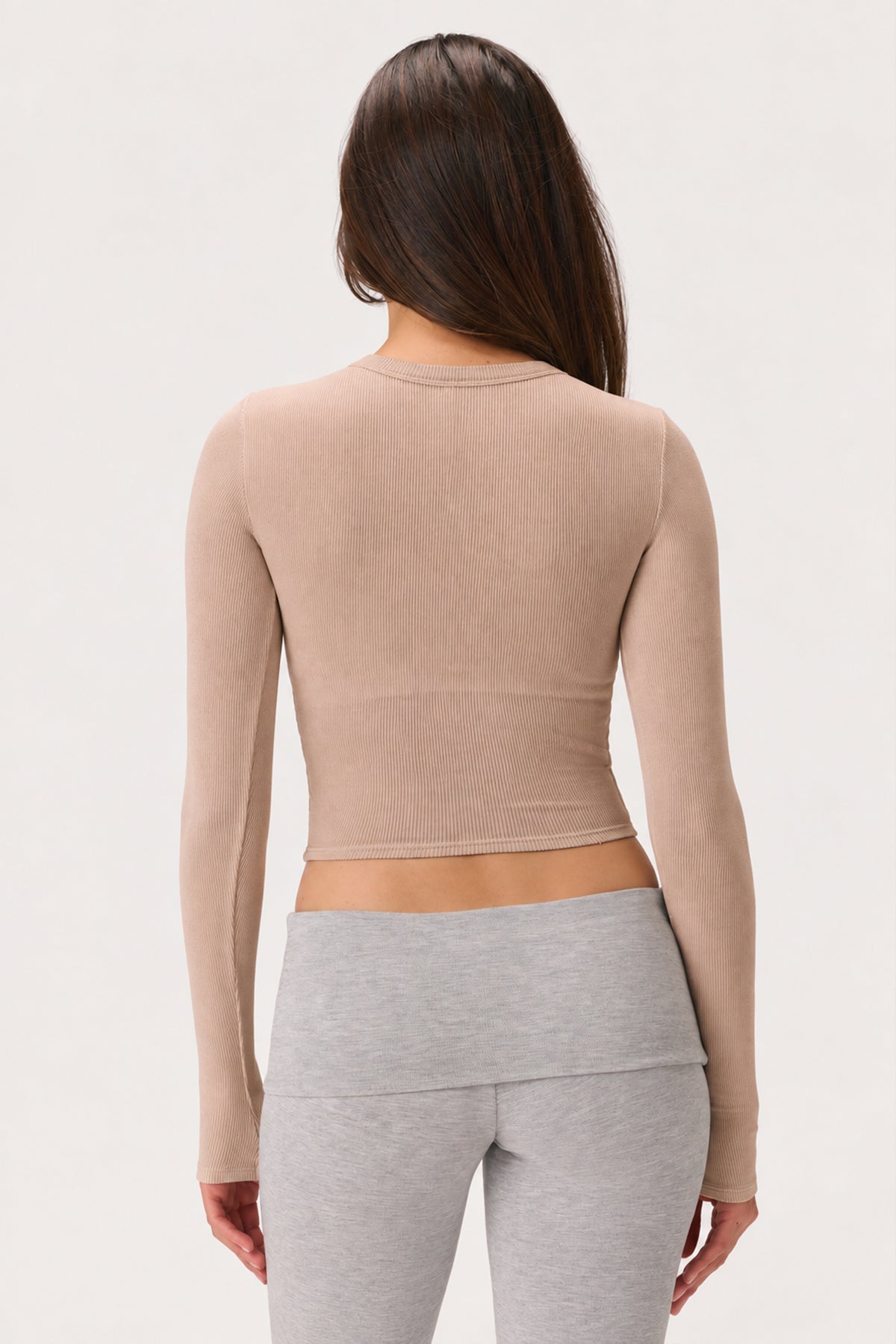 ButterCloud™ Long-Sleeve Crop Top in Oatmeal - 2