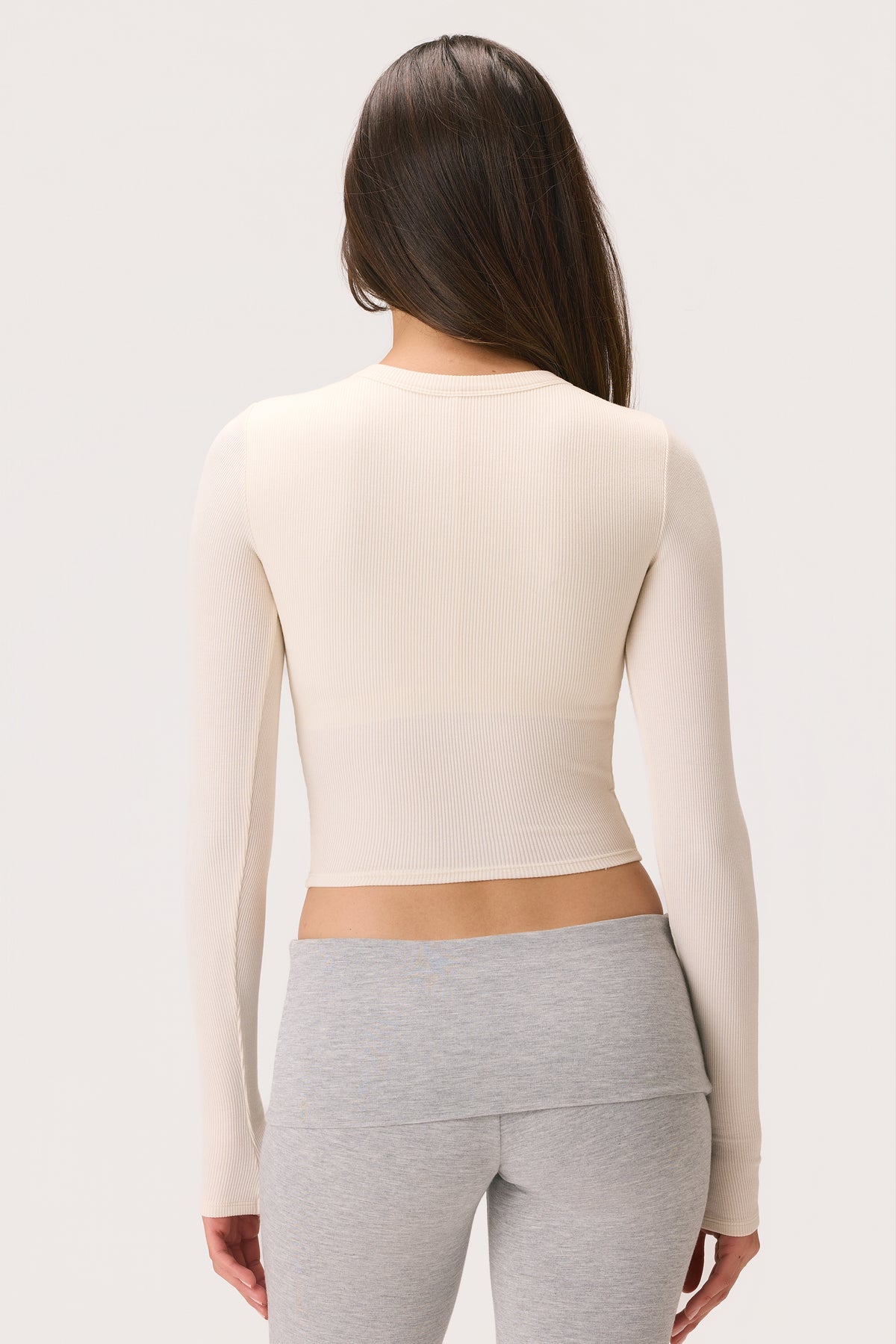 ButterCloud™ Long-Sleeve Crop Top in Coconut - 2