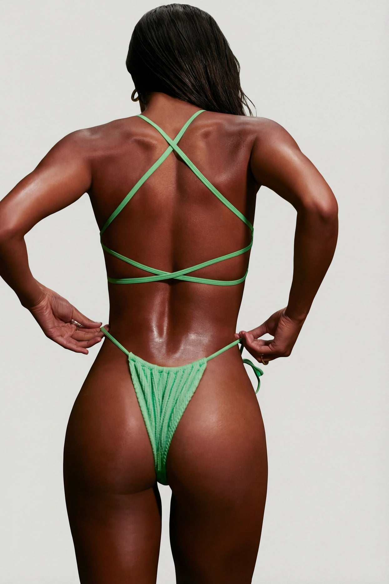 Strappy Scoop Bikini Top in Seafoam Green - 10