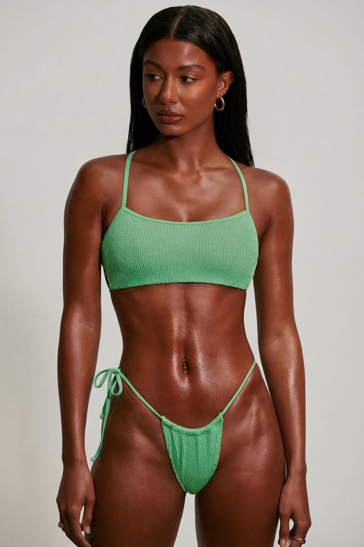 Strappy Scoop Bikini Top in Seafoam Green - 4