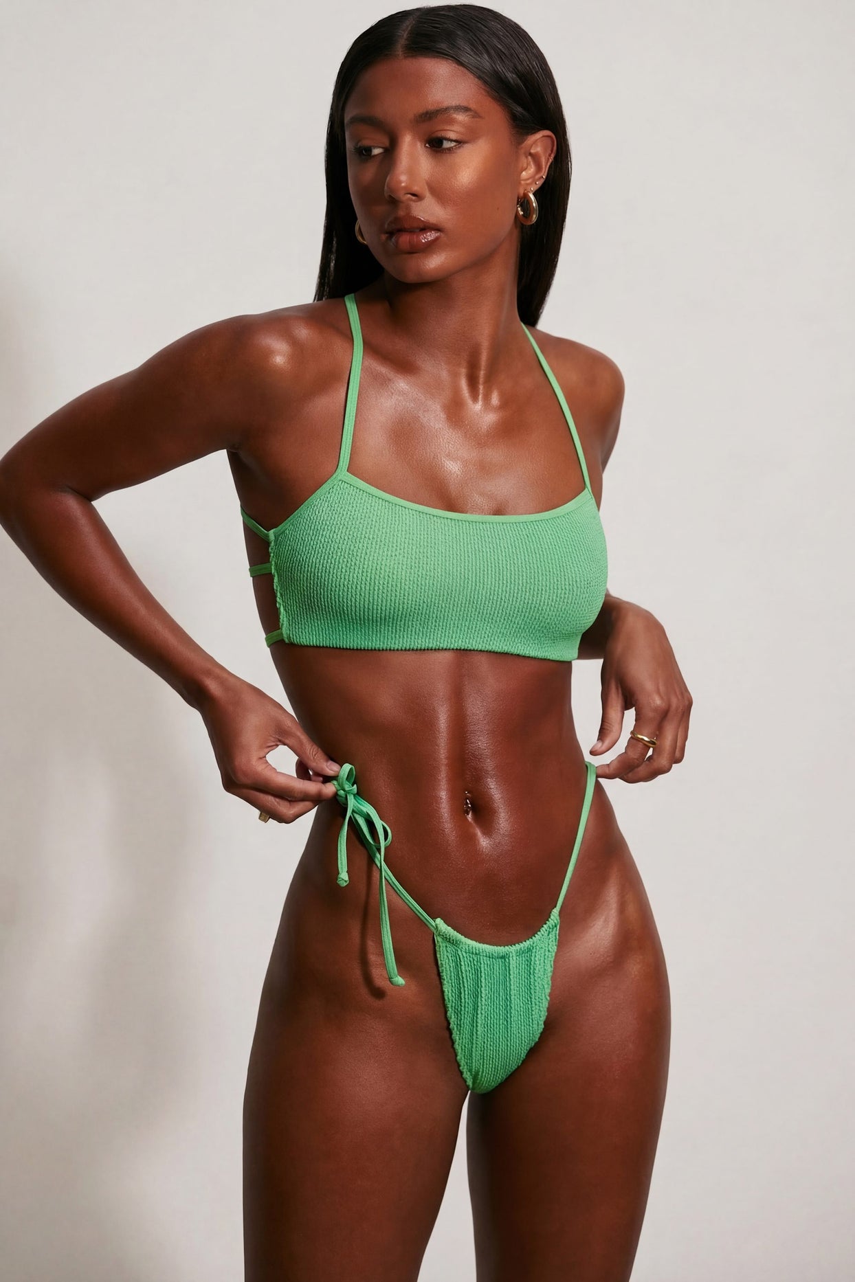 Strappy Scoop Bikini Top in Seafoam Green - 5