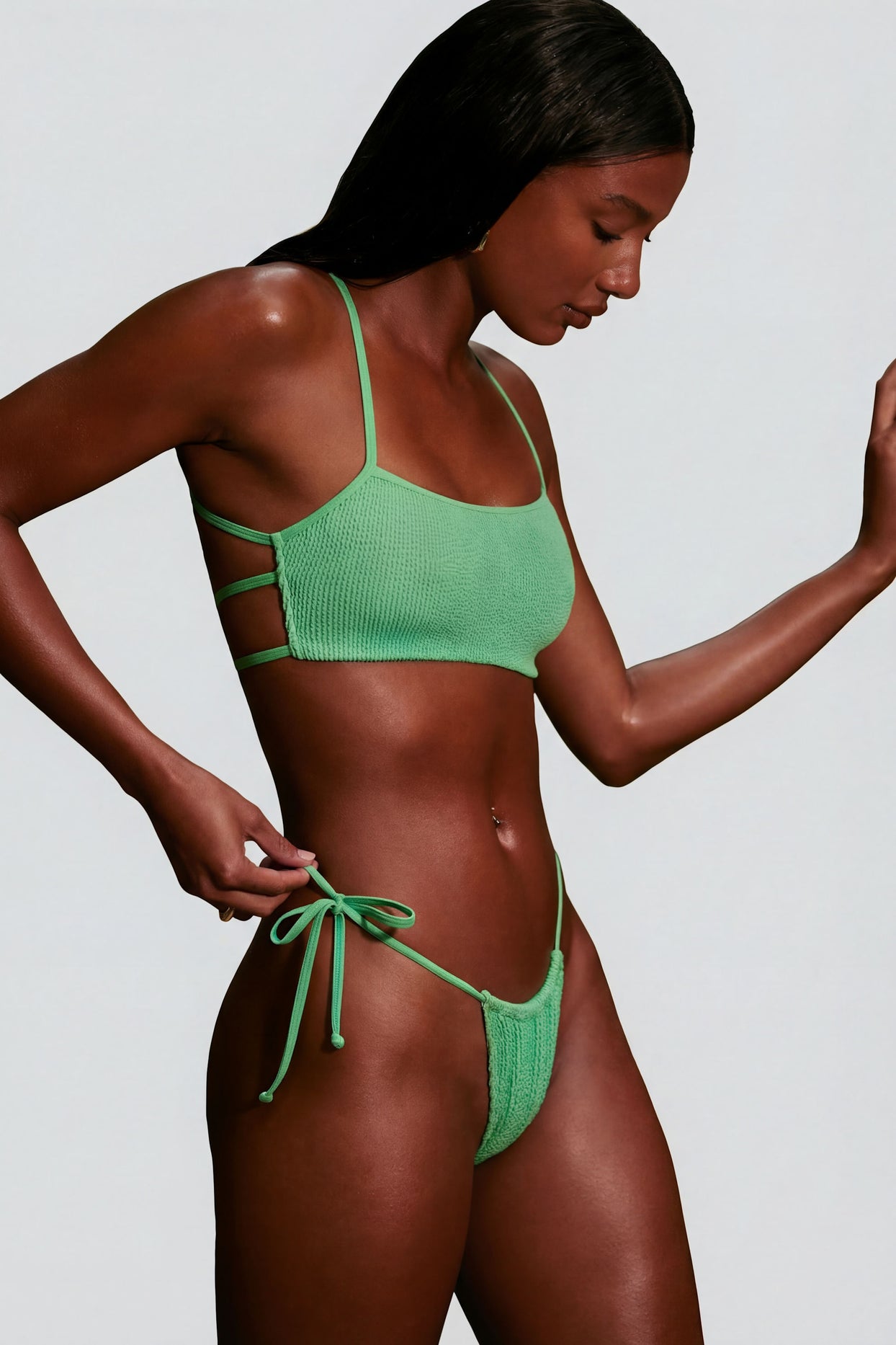 Strappy Scoop Bikini Top in Seafoam Green - 8