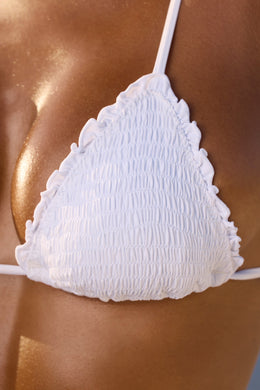 Halter Neck Triangle Bikini Top in White