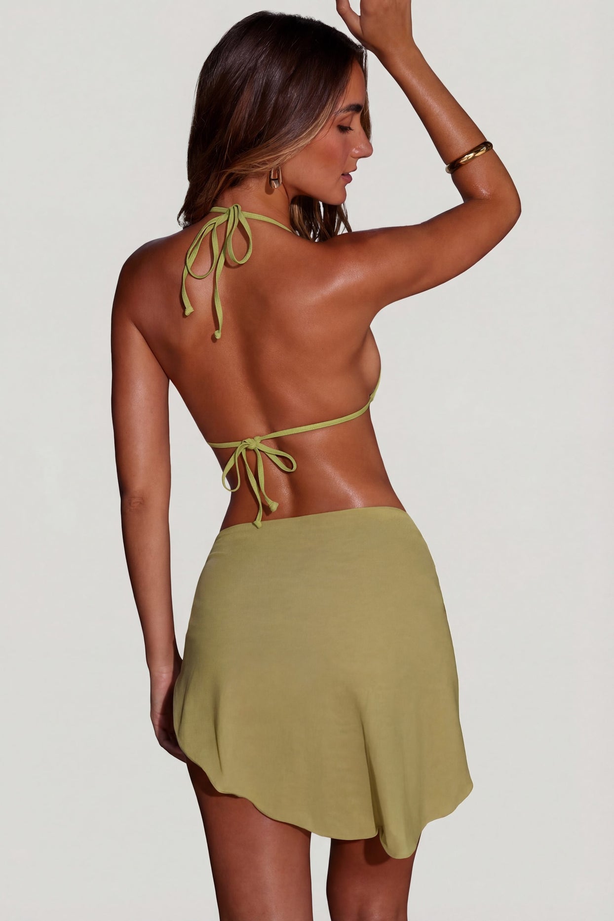 Side Tie Sarong in Matcha Green - 5