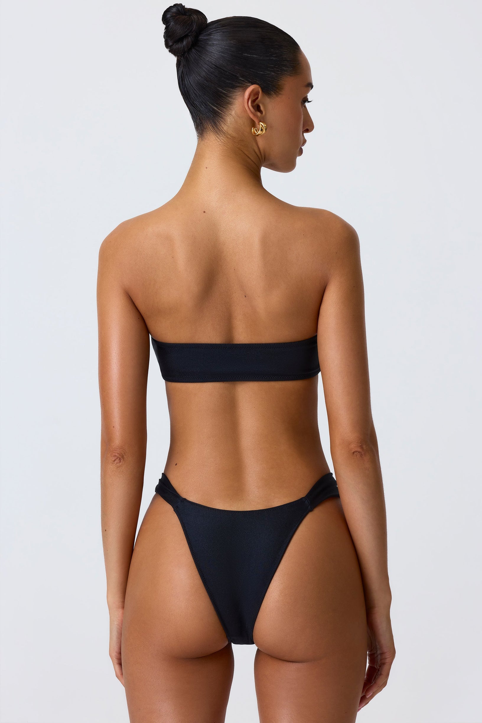 Embellished Cut-Out Bandeau Bikini Top in Black - 2
