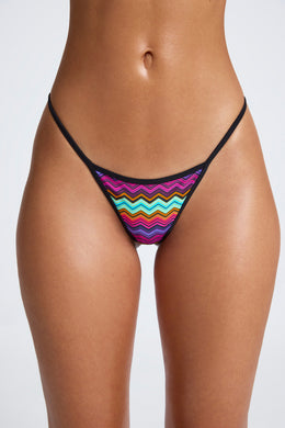 Triangle Thong Bikini Bottoms in Zigzag Print