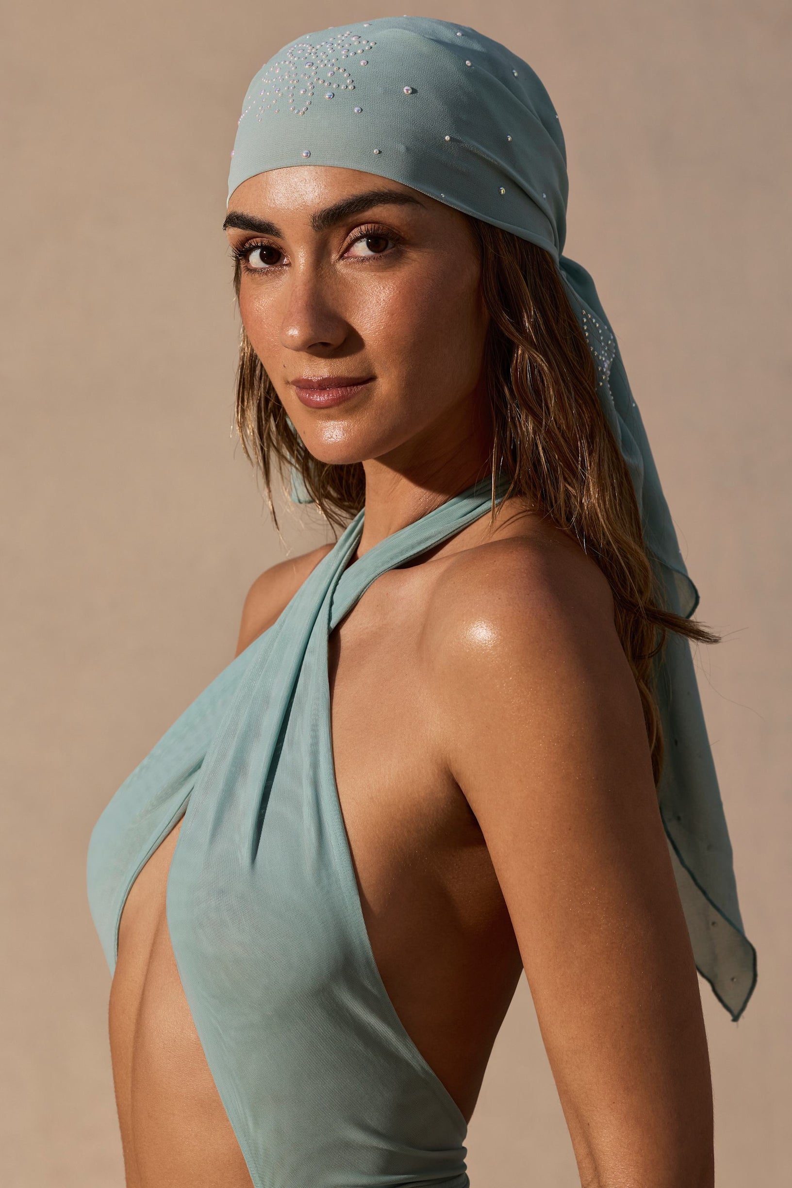 Headscarf in Seafoam Green - 1