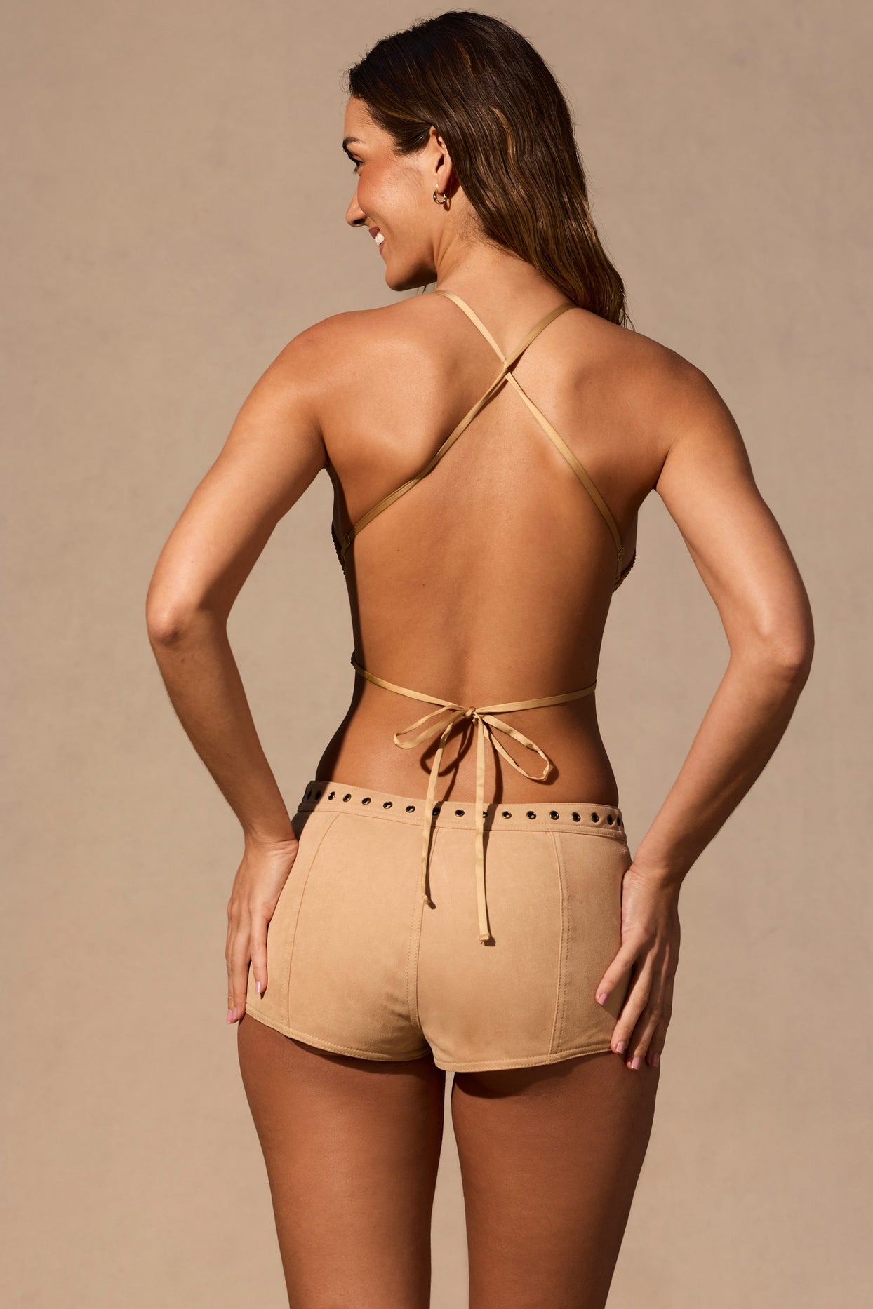 Butterfly Tie-Back Top in Tan - 7