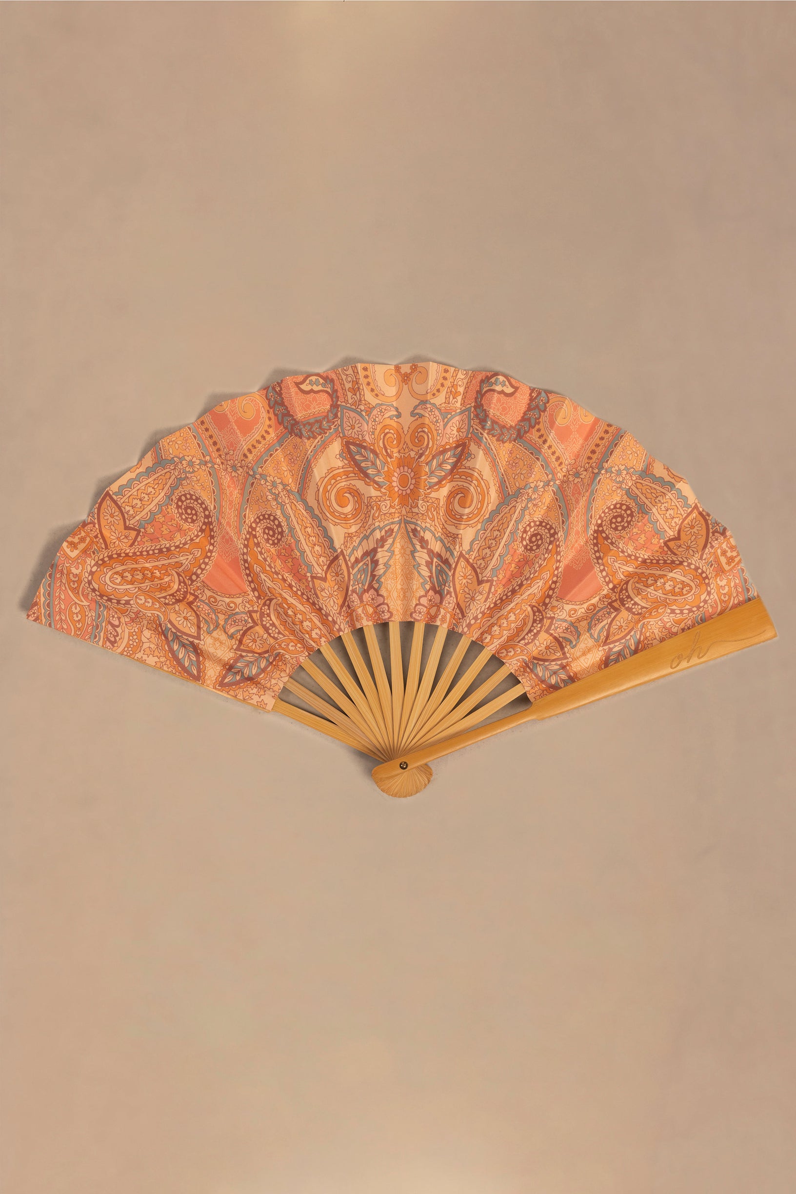 Folding Hand Fan in Paisley Print - 1