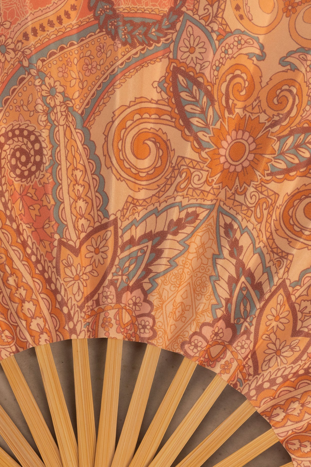 Folding Hand Fan in Paisley Print - 4