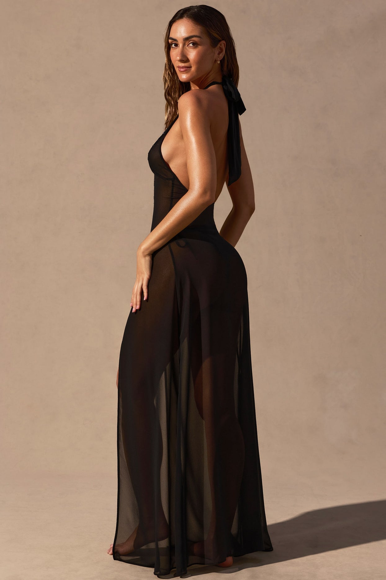 Halterneck Maxi Dress in Black - 7