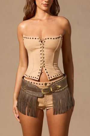 Fringed Belt in Dark Tan