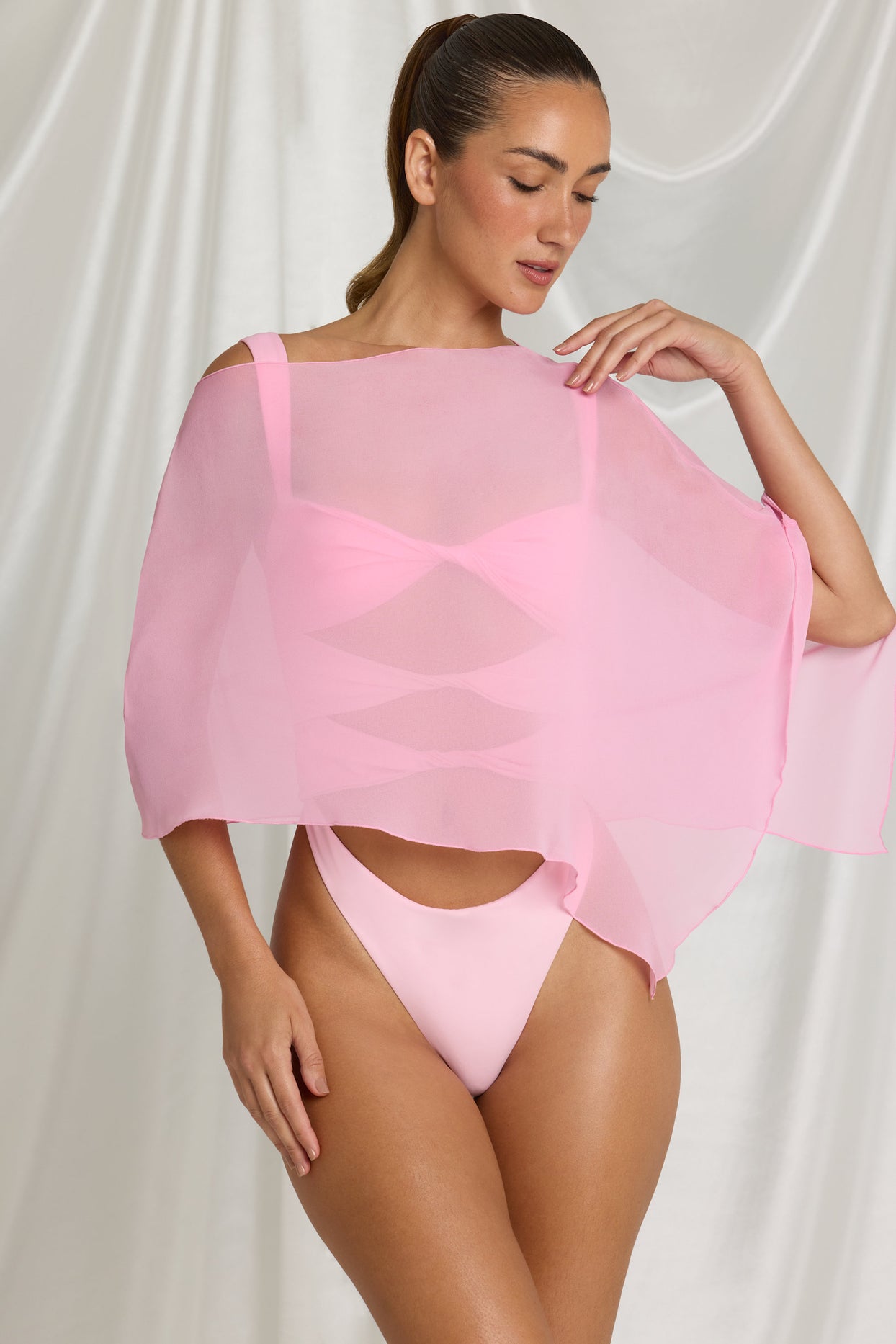 Sheer Poncho in Candyfloss Pink - 5
