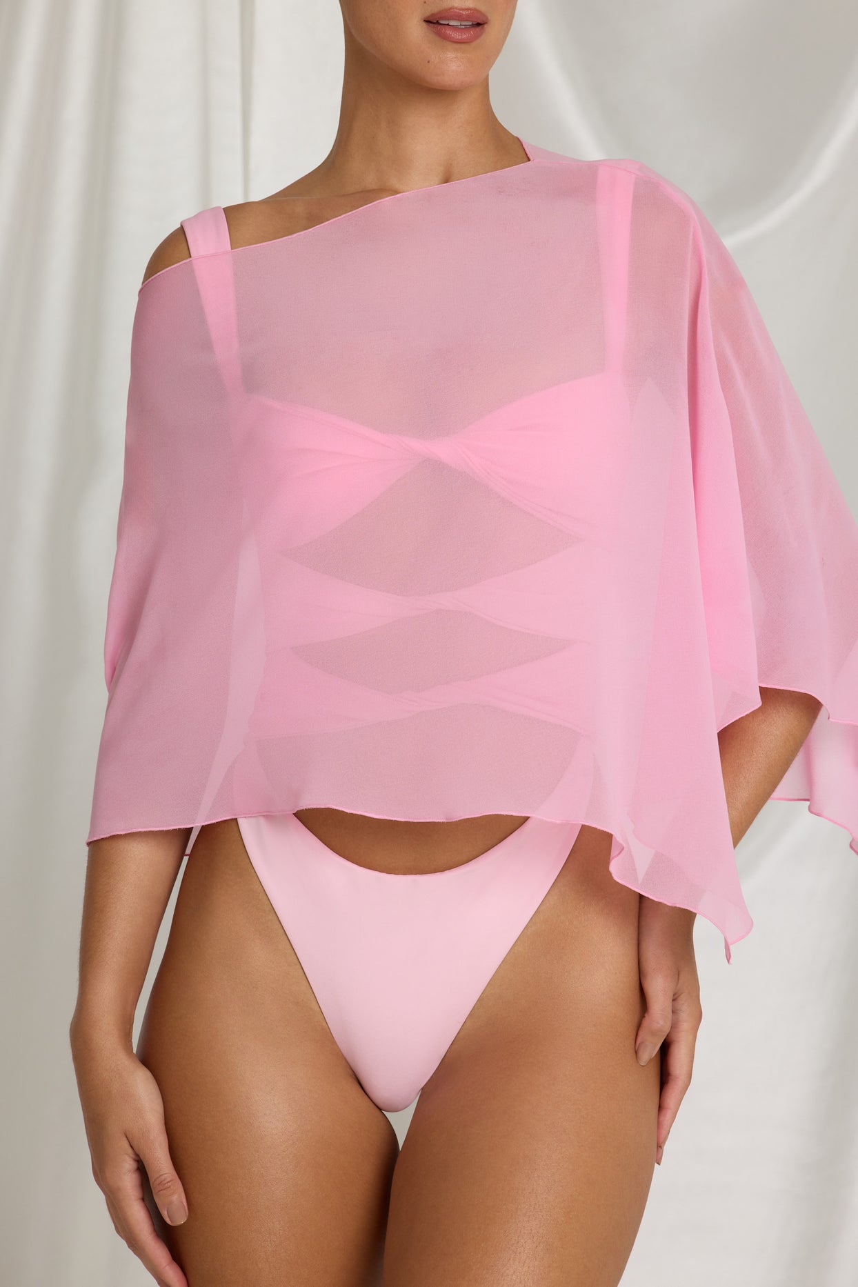 Sheer Poncho in Candyfloss Pink - 4