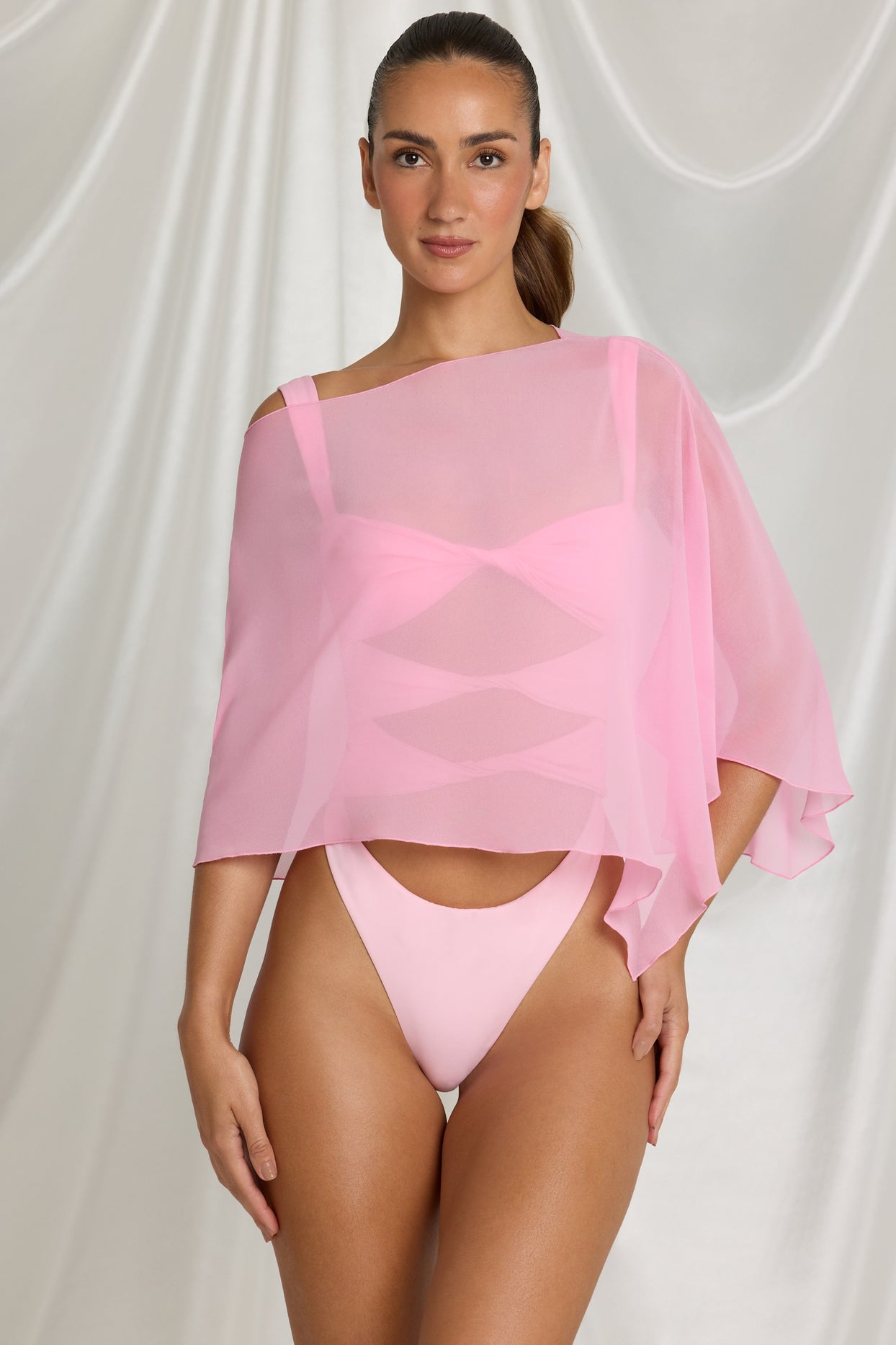 Sheer Poncho in Candyfloss Pink - 7