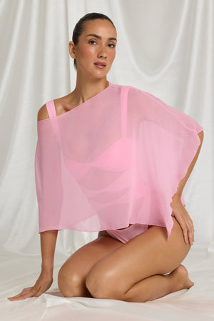 Sheer Poncho in Candyfloss Pink