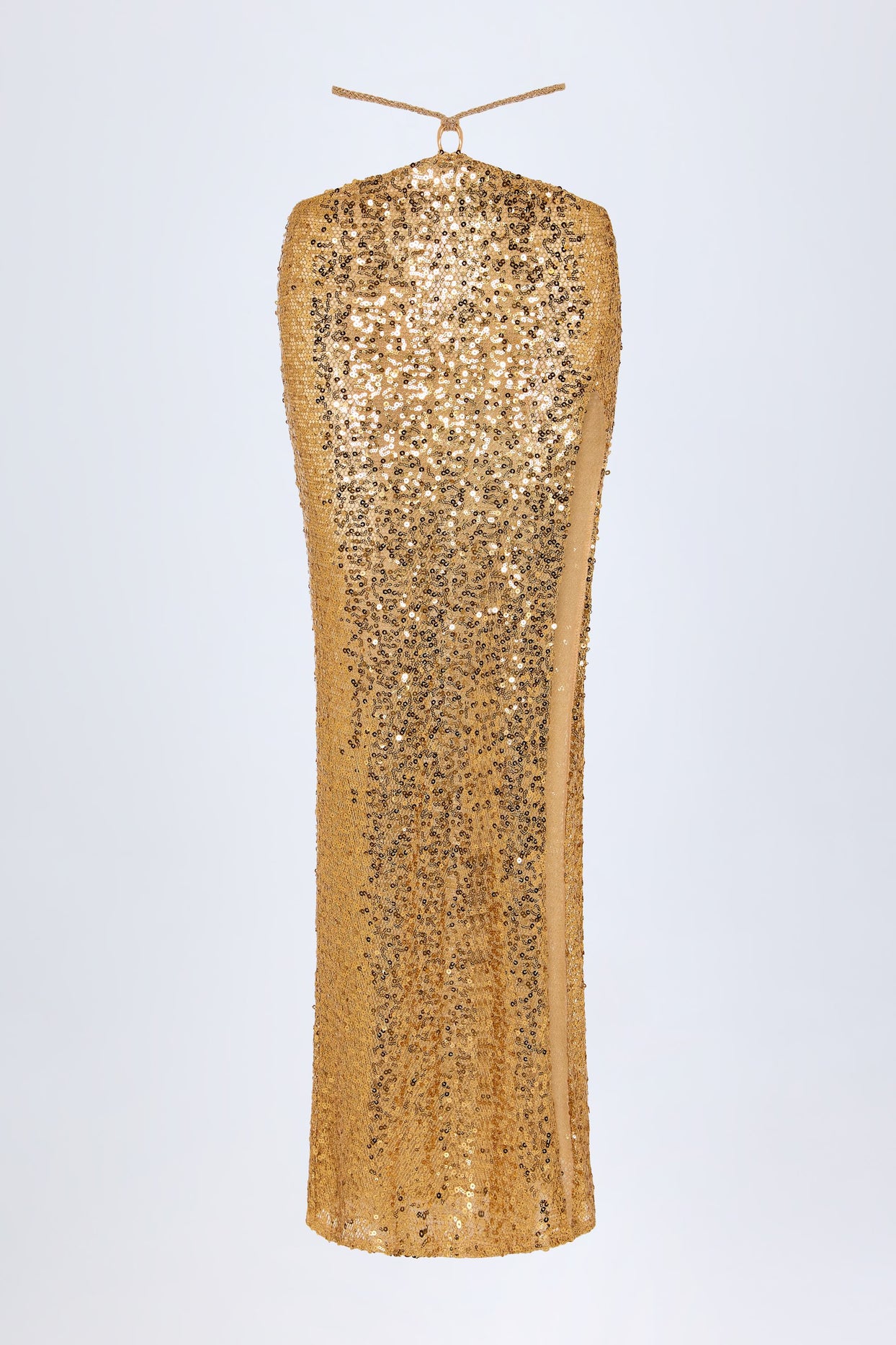 Embellished Hardware-Detail Strappy Maxi Skirt in Gold - 3