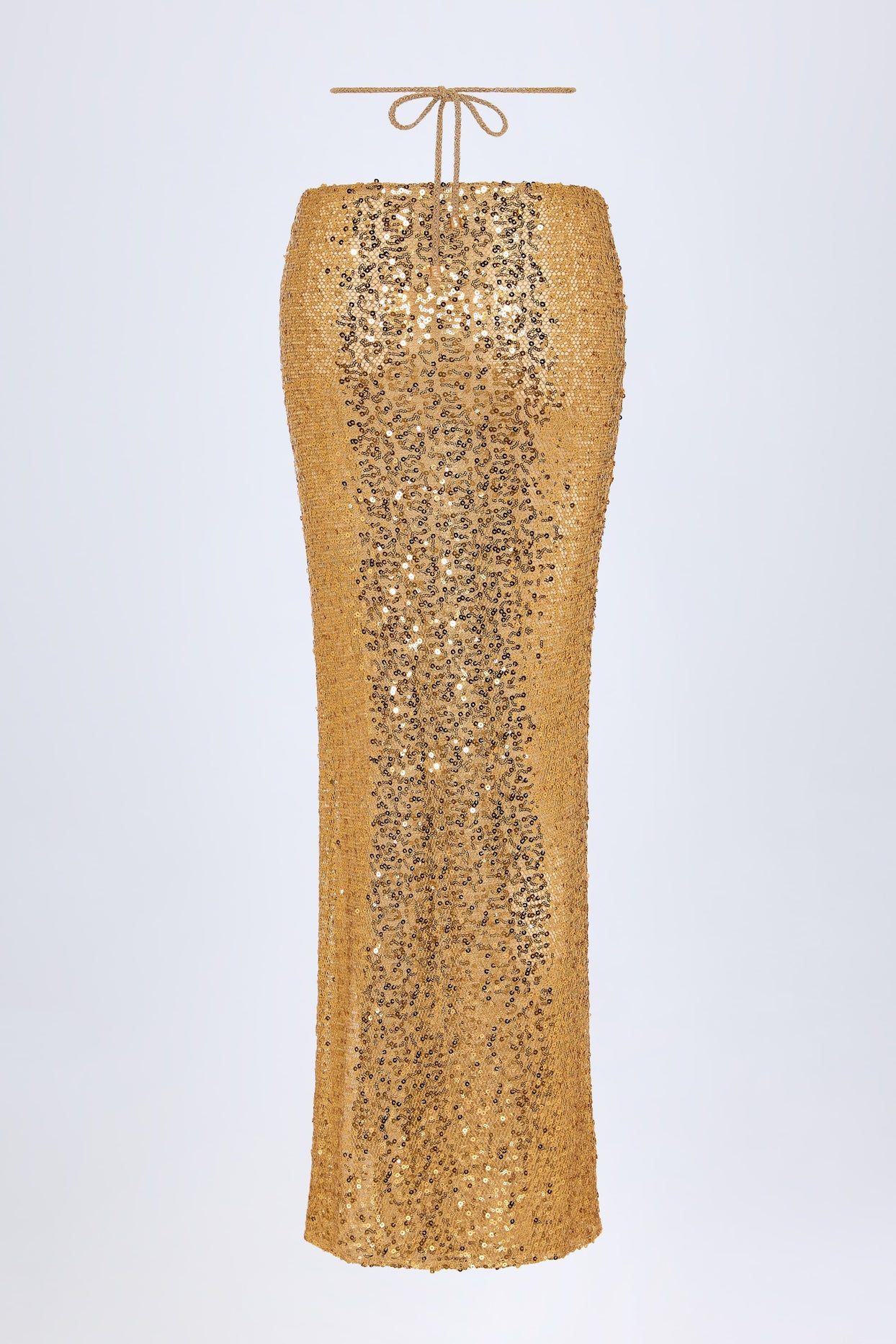 Embellished Hardware-Detail Strappy Maxi Skirt in Gold - 4