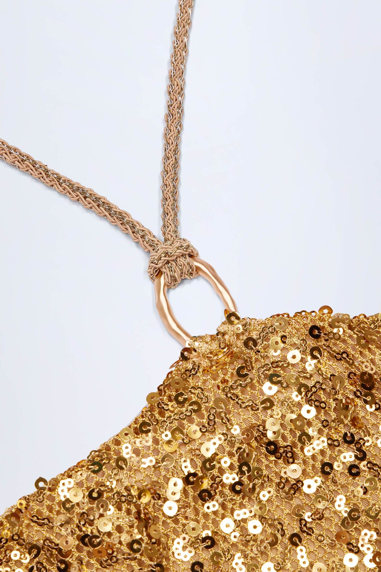 Embellished Hardware-Detail Strappy Maxi Skirt in Gold - 6