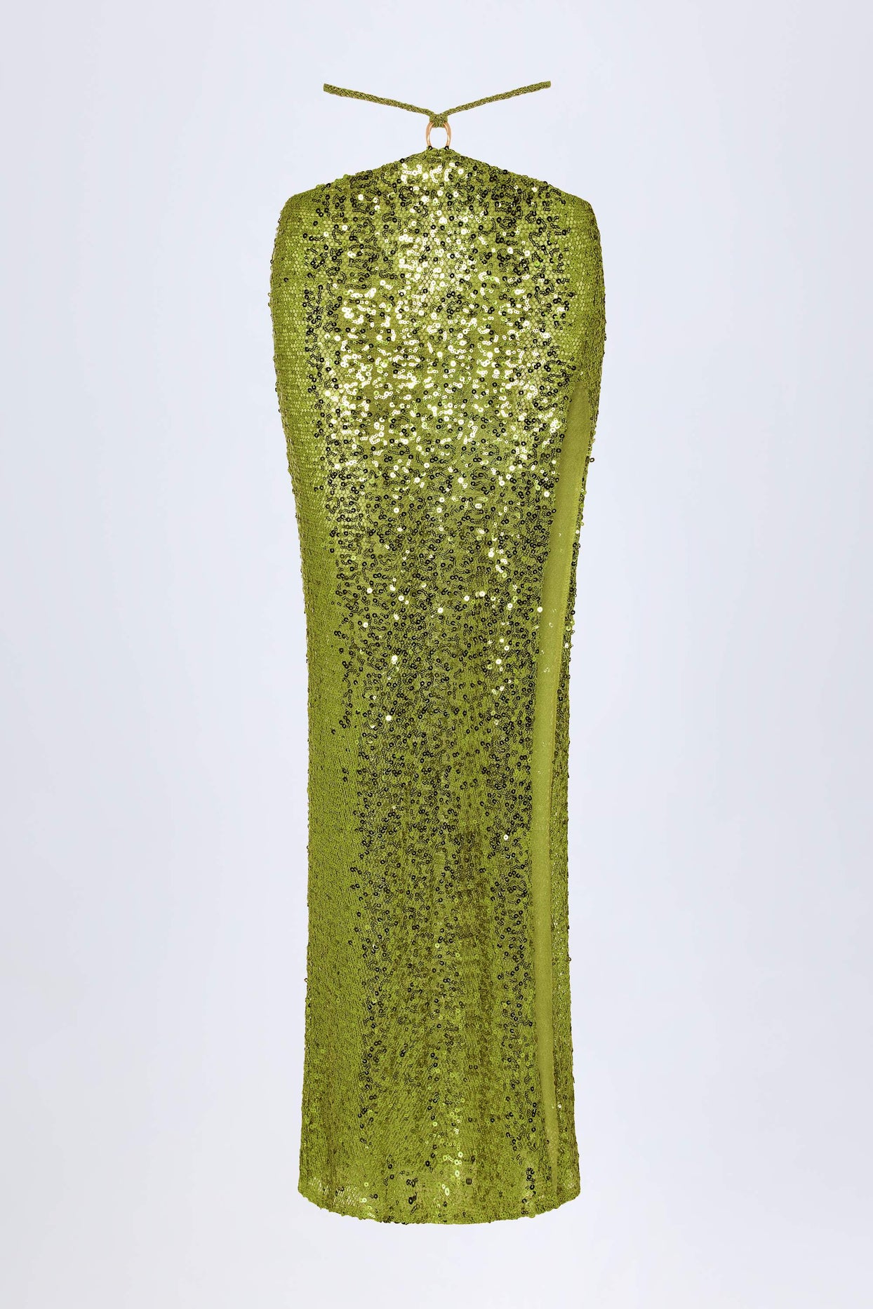 Embellished Hardware-Detail Strappy Maxi Skirt in Olive Green - 3
