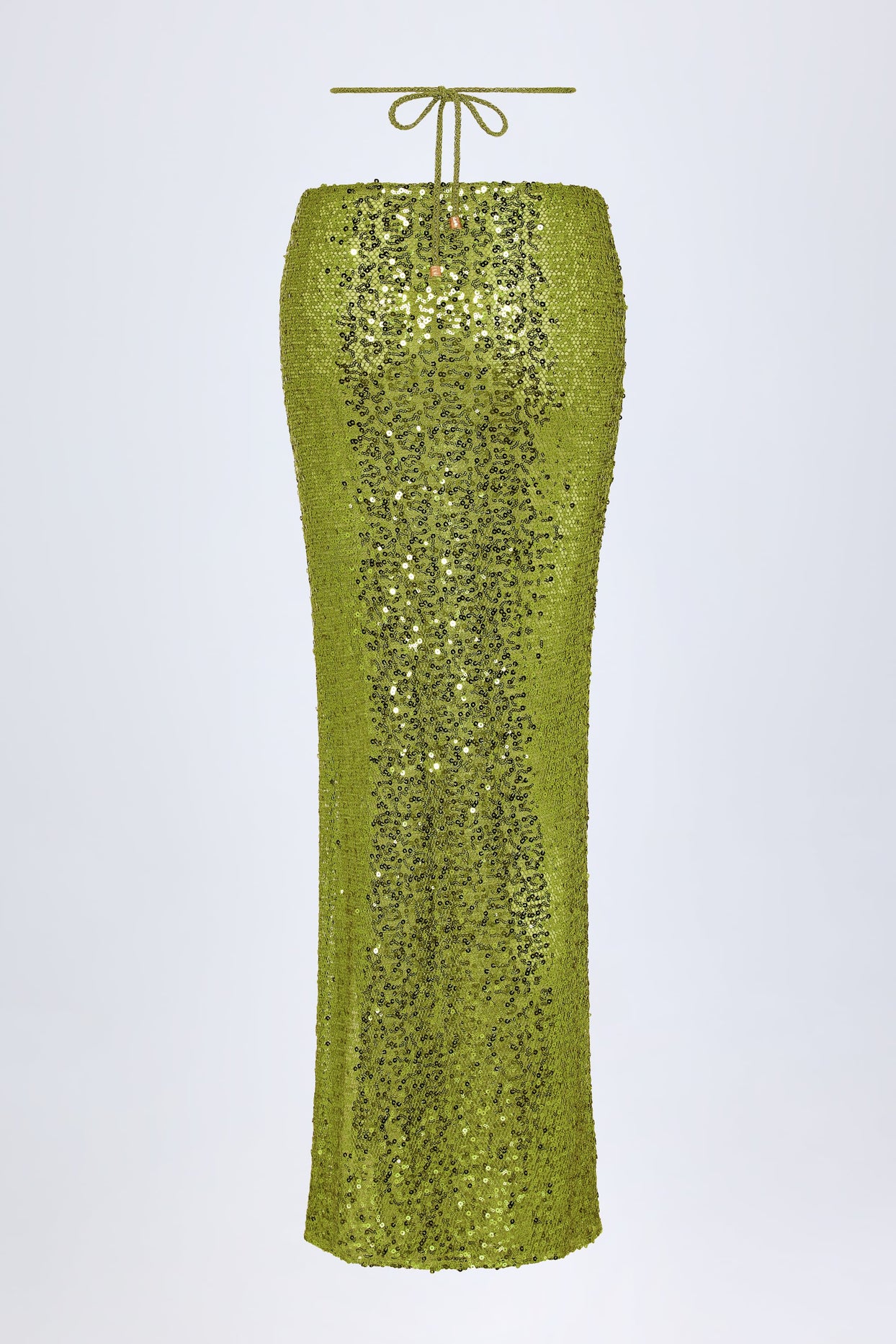 Embellished Hardware-Detail Strappy Maxi Skirt in Olive Green - 4