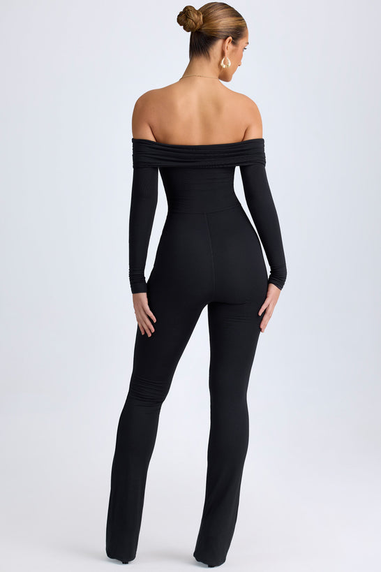 Tall Modal Off-Shoulder Ruched Jumpsuit in Black