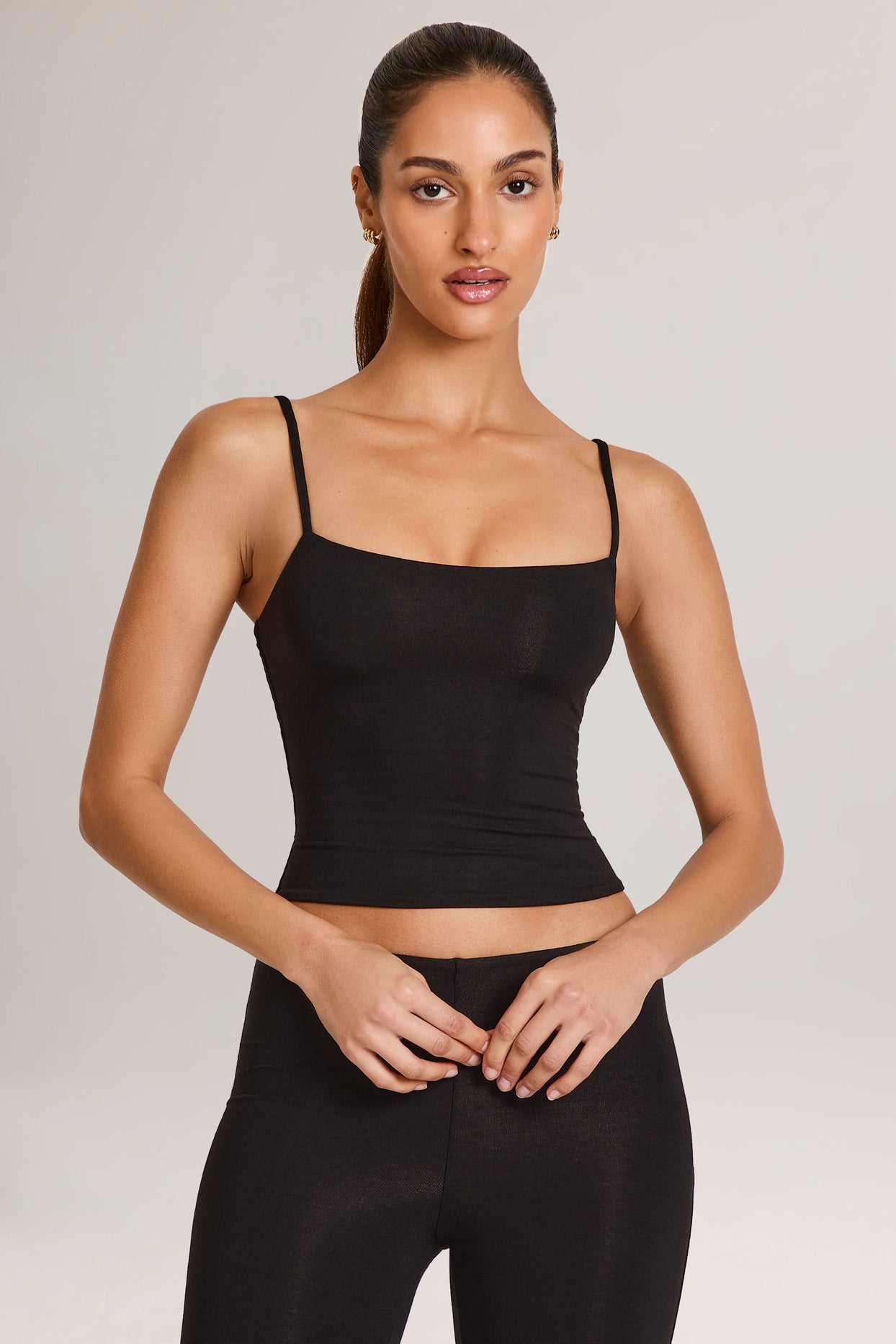 Modal Scoop-Neck Tank Top in Black - 4