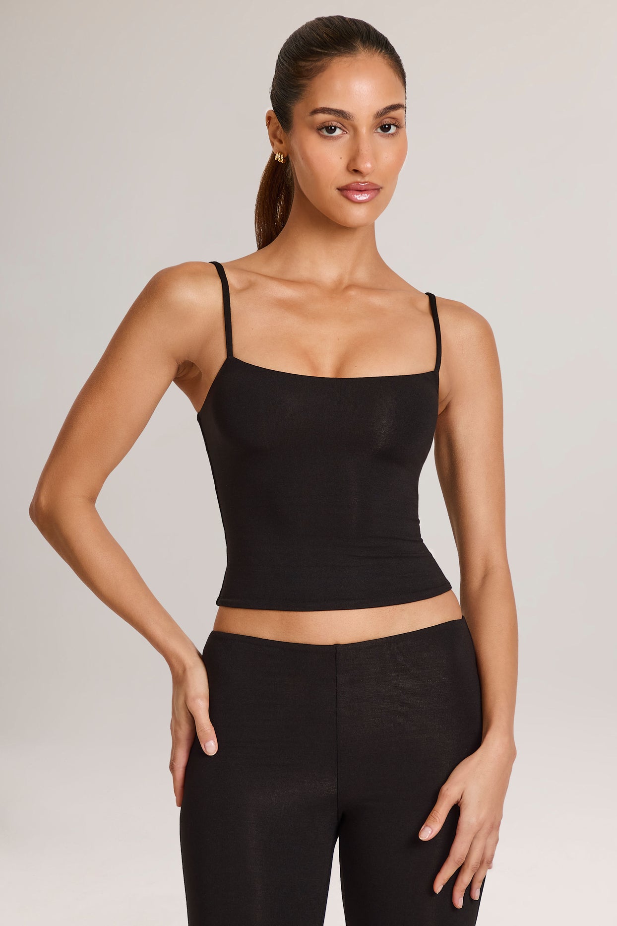 Modal Scoop-Neck Tank Top in Black - 7