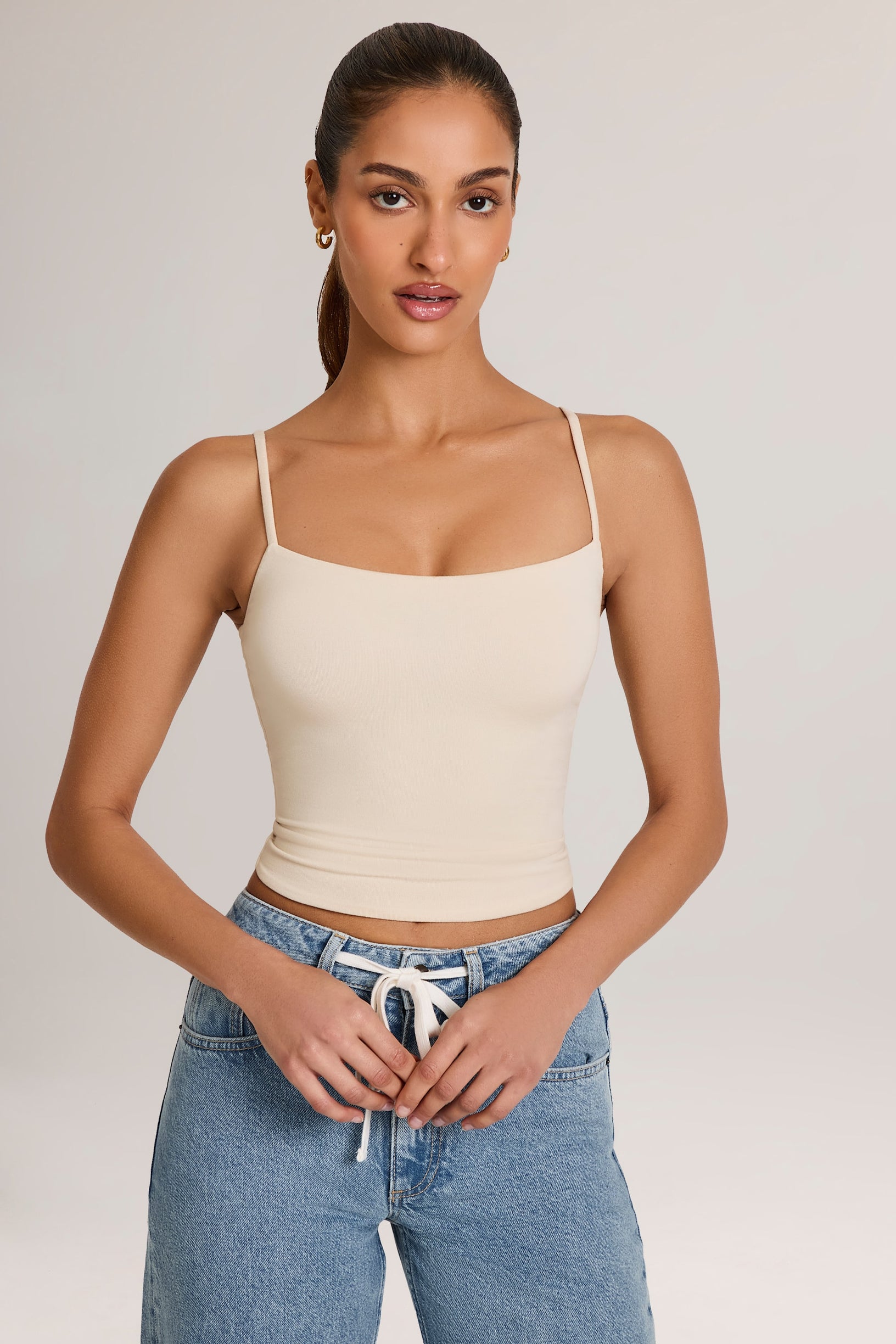 Modal Scoop-Neck Tank Top in Ivory - 1