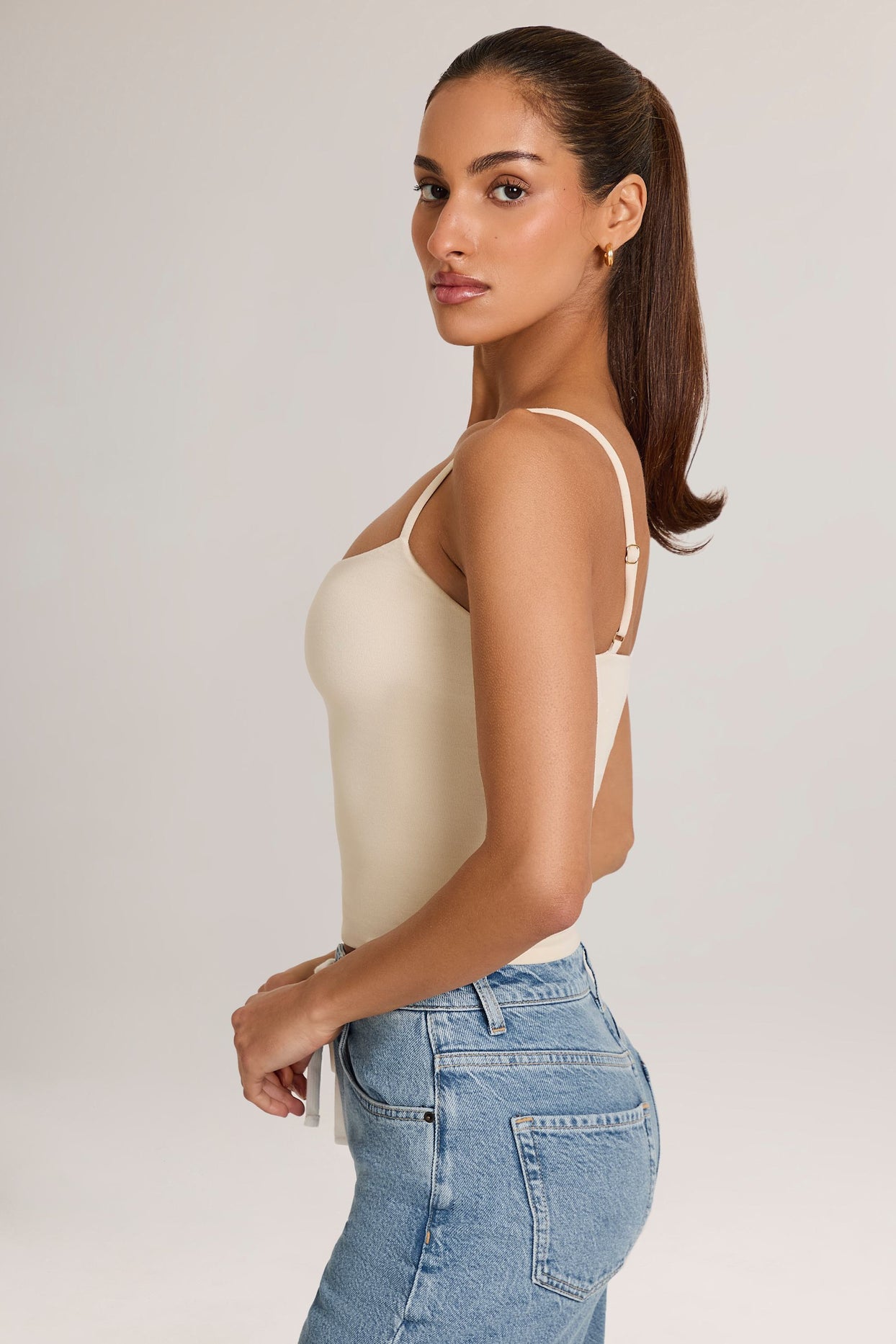 Modal Scoop-Neck Tank Top in Ivory - 3