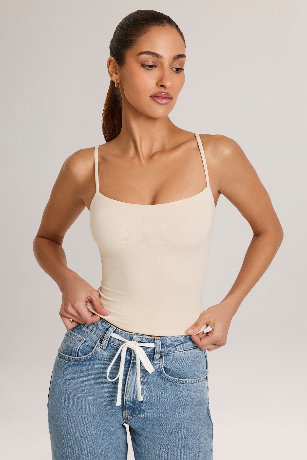 Modal Scoop-Neck Tank Top in Ivory - 5