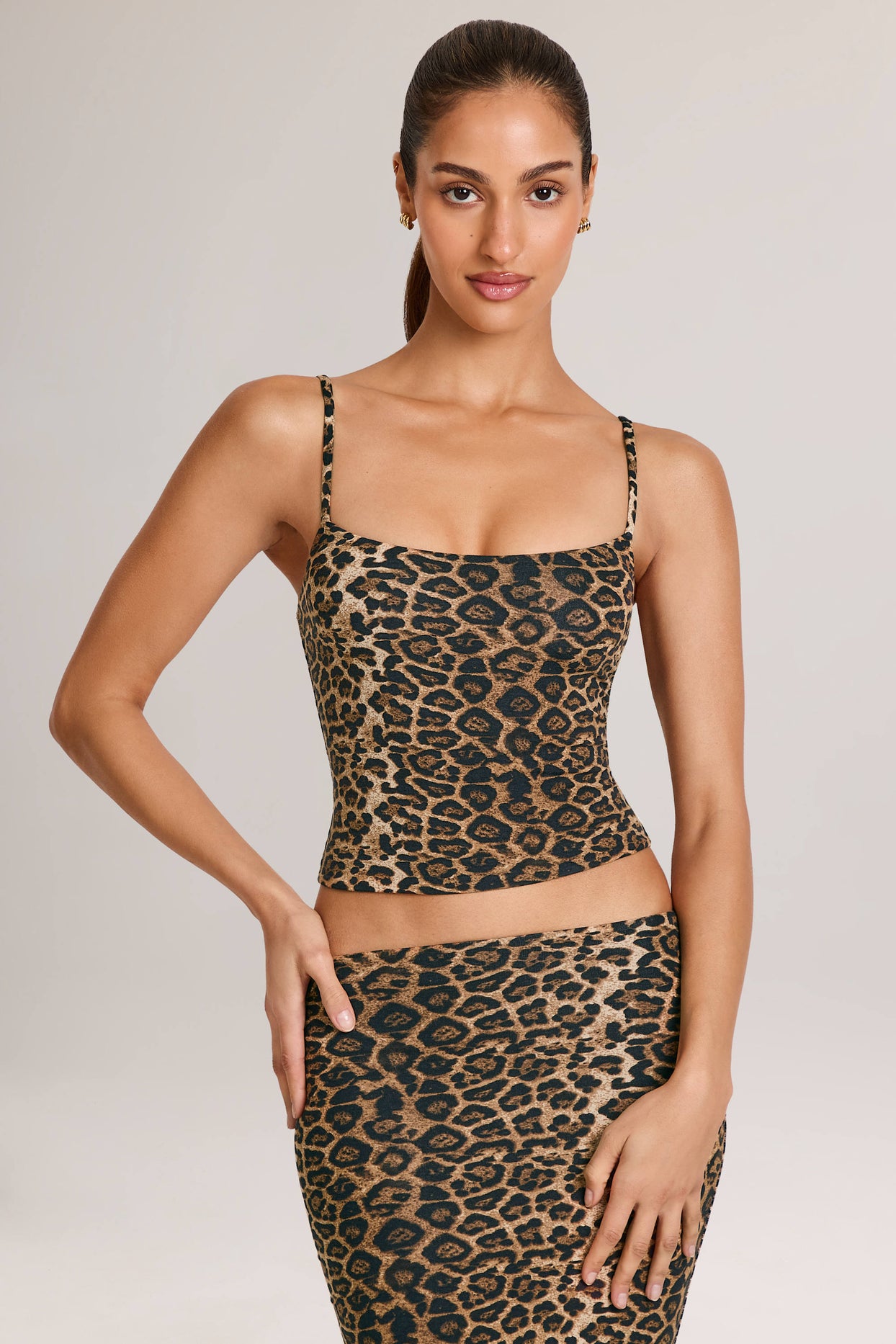 Modal Scoop-Neck Tank Top in Leopard Print - 1